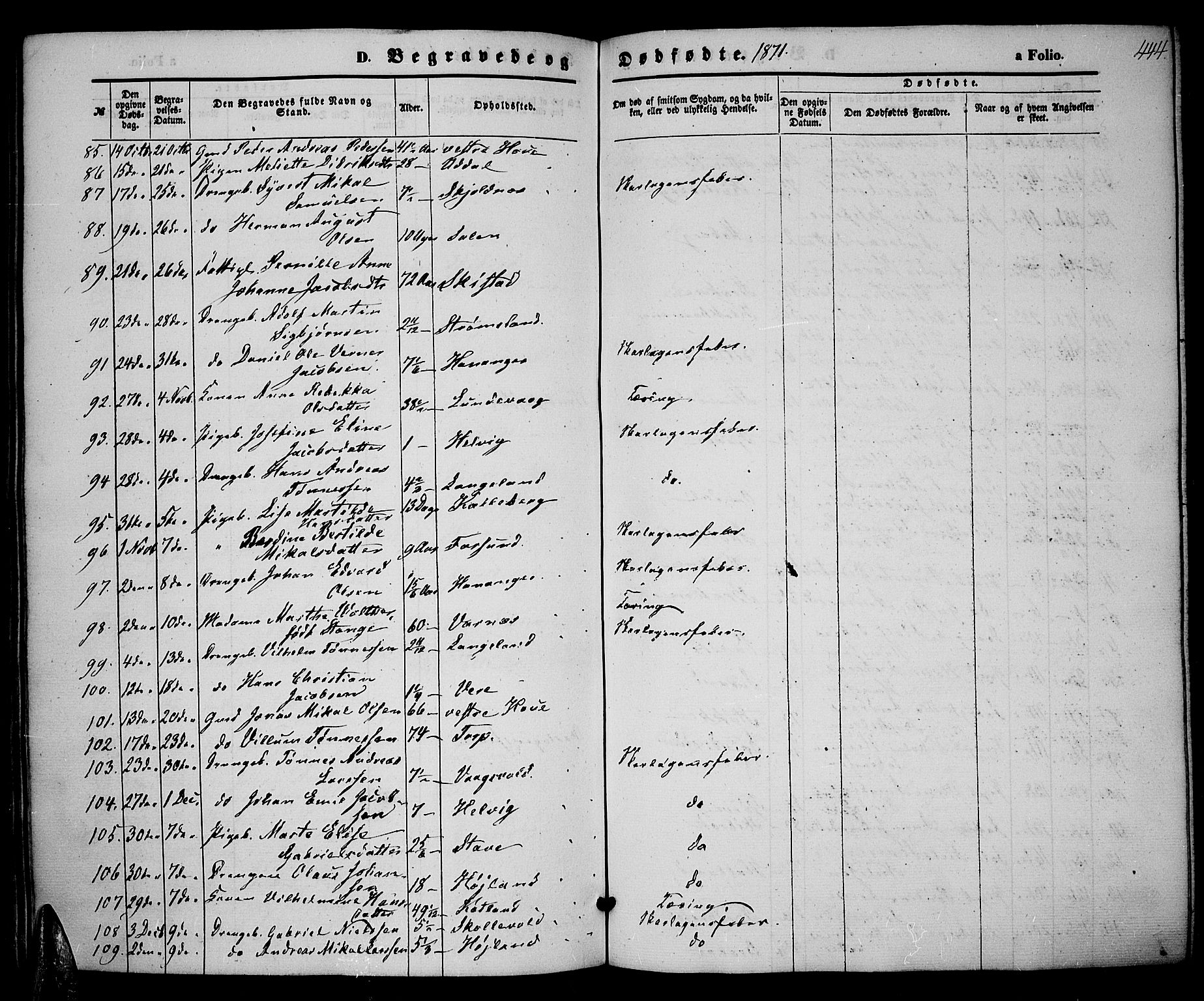 Lista sokneprestkontor, AV/SAK-1111-0027/F/Fb/L0003: Parish register (copy) no. B 3, 1862-1877, p. 444