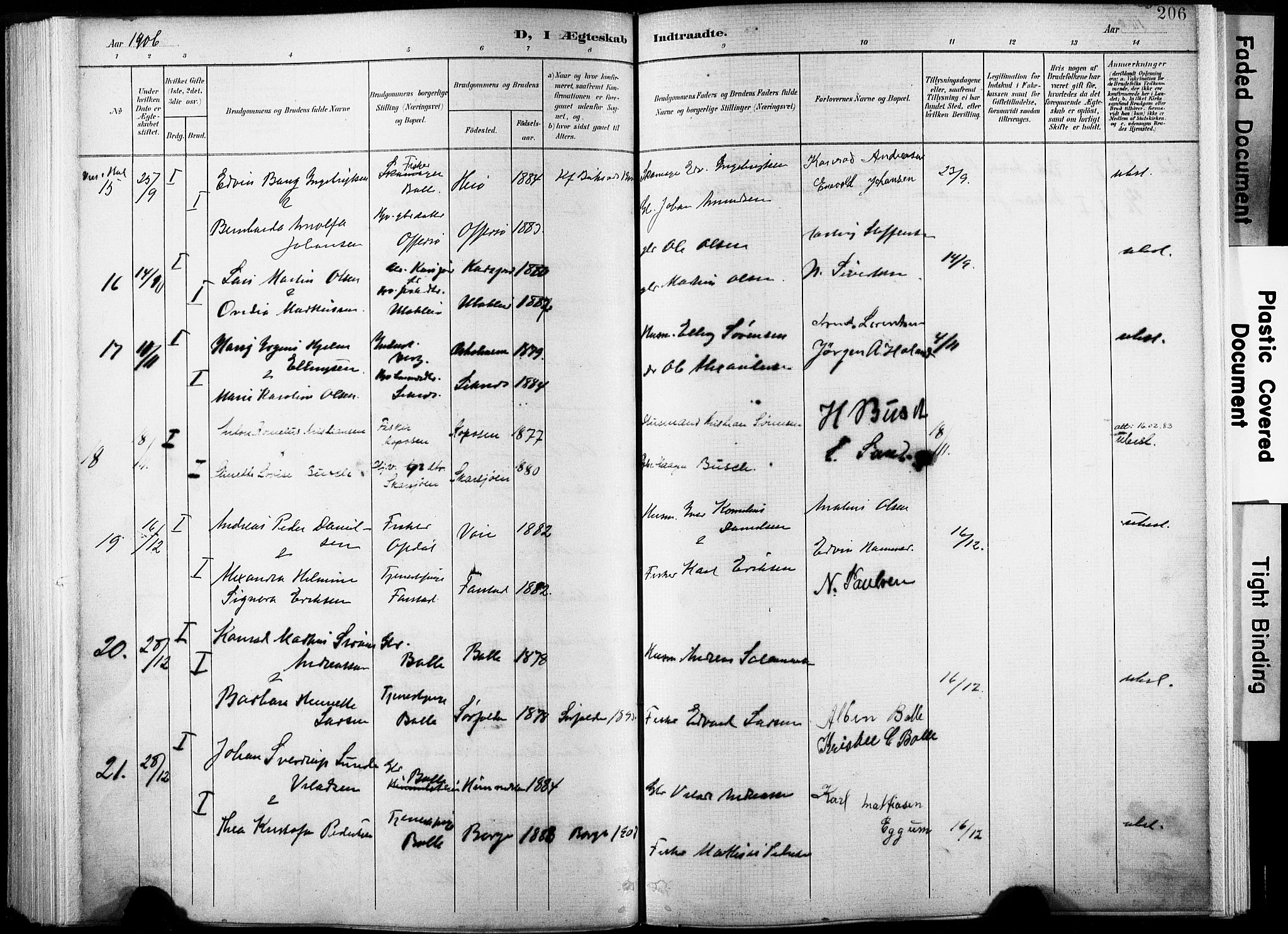 Ministerialprotokoller, klokkerbøker og fødselsregistre - Nordland, SAT/A-1459/881/L1151: Parish register (official) no. 881A04, 1899-1907, p. 206