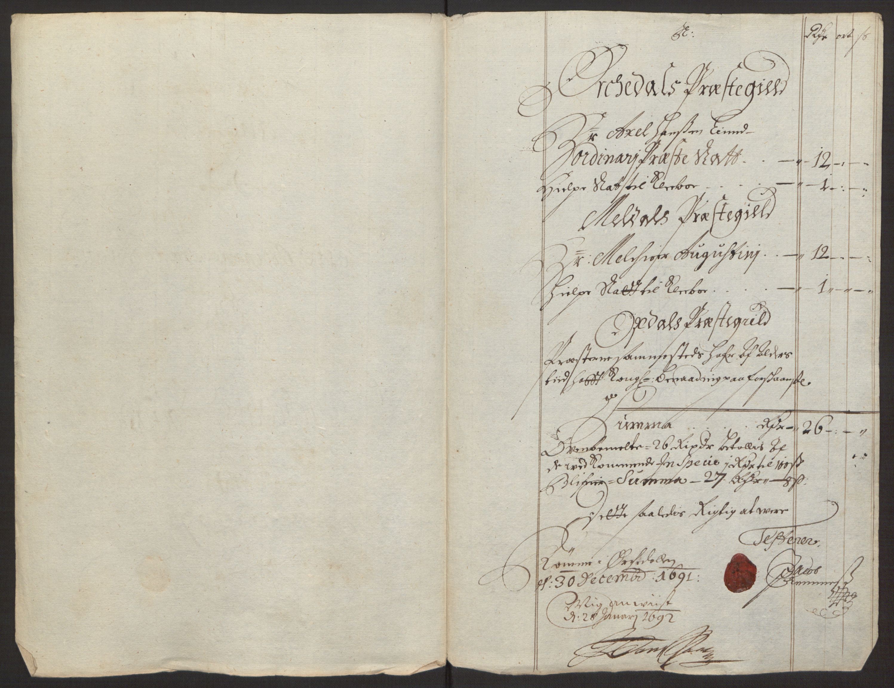 Rentekammeret inntil 1814, Reviderte regnskaper, Fogderegnskap, RA/EA-4092/R58/L3937: Fogderegnskap Orkdal, 1691-1692, p. 140