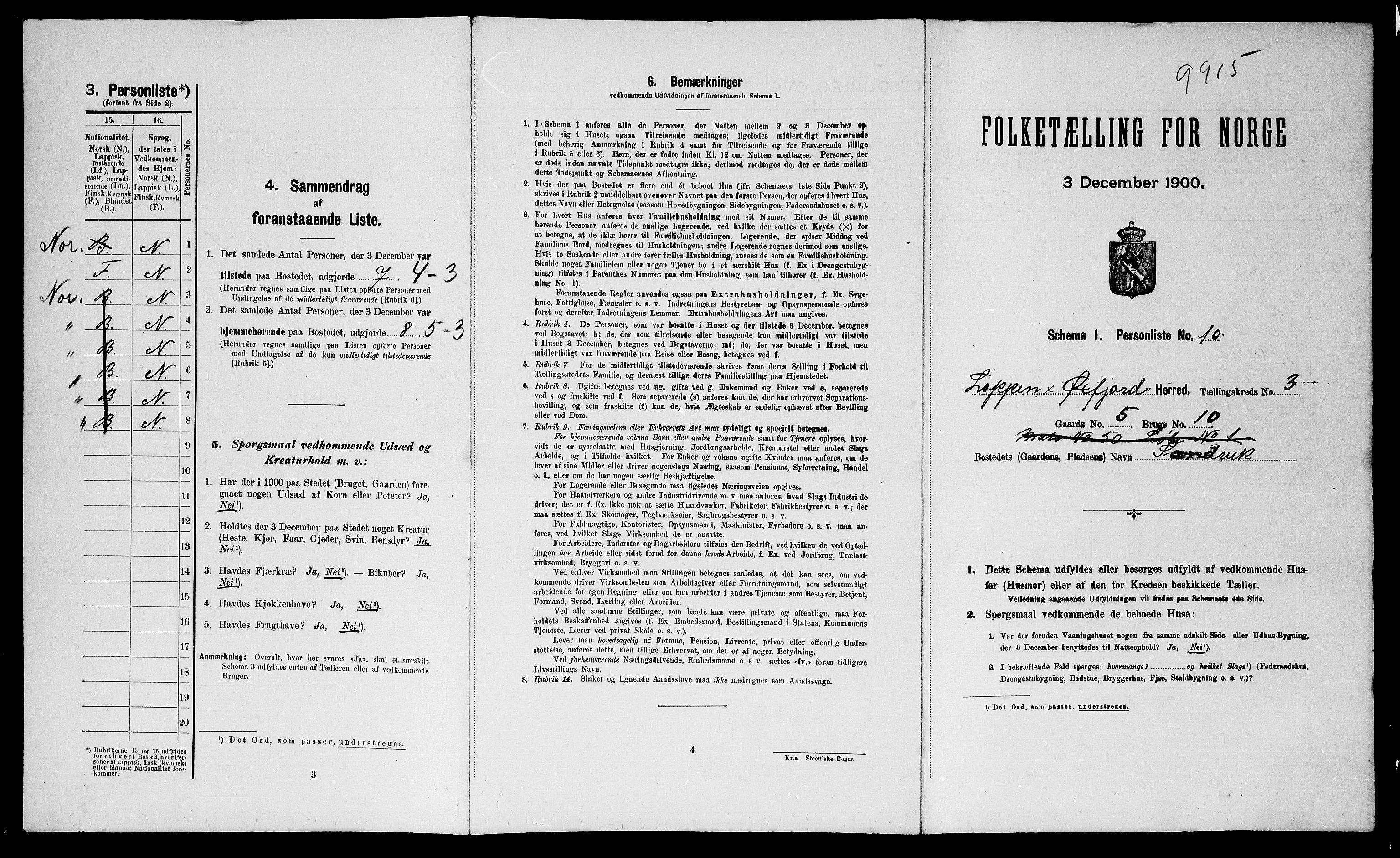 SATØ, 1900 census for Loppa, 1900, p. 237