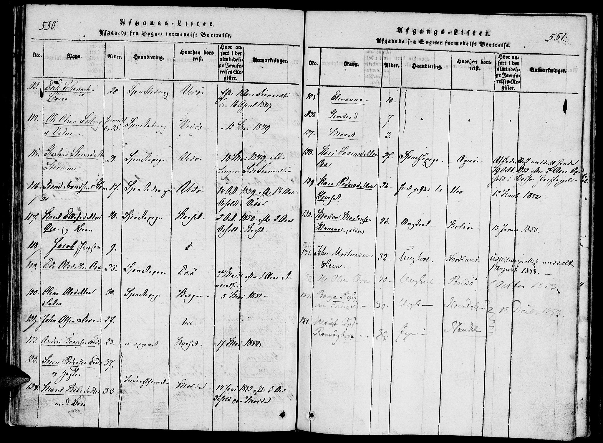 Ministerialprotokoller, klokkerbøker og fødselsregistre - Møre og Romsdal, SAT/A-1454/542/L0551: Parish register (official) no. 542A01, 1818-1853, p. 550-551