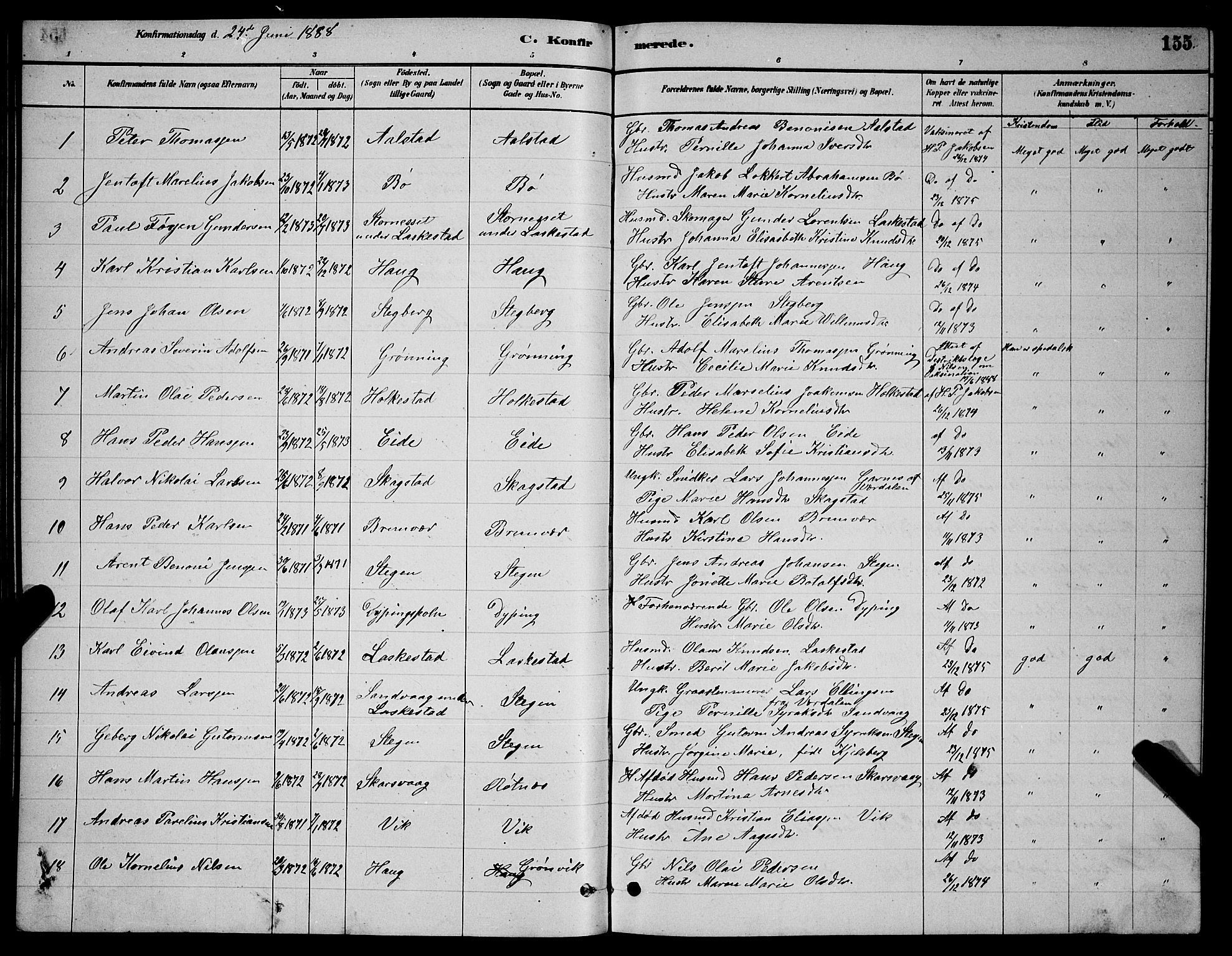 Ministerialprotokoller, klokkerbøker og fødselsregistre - Nordland, AV/SAT-A-1459/855/L0816: Parish register (copy) no. 855C05, 1879-1894, p. 155