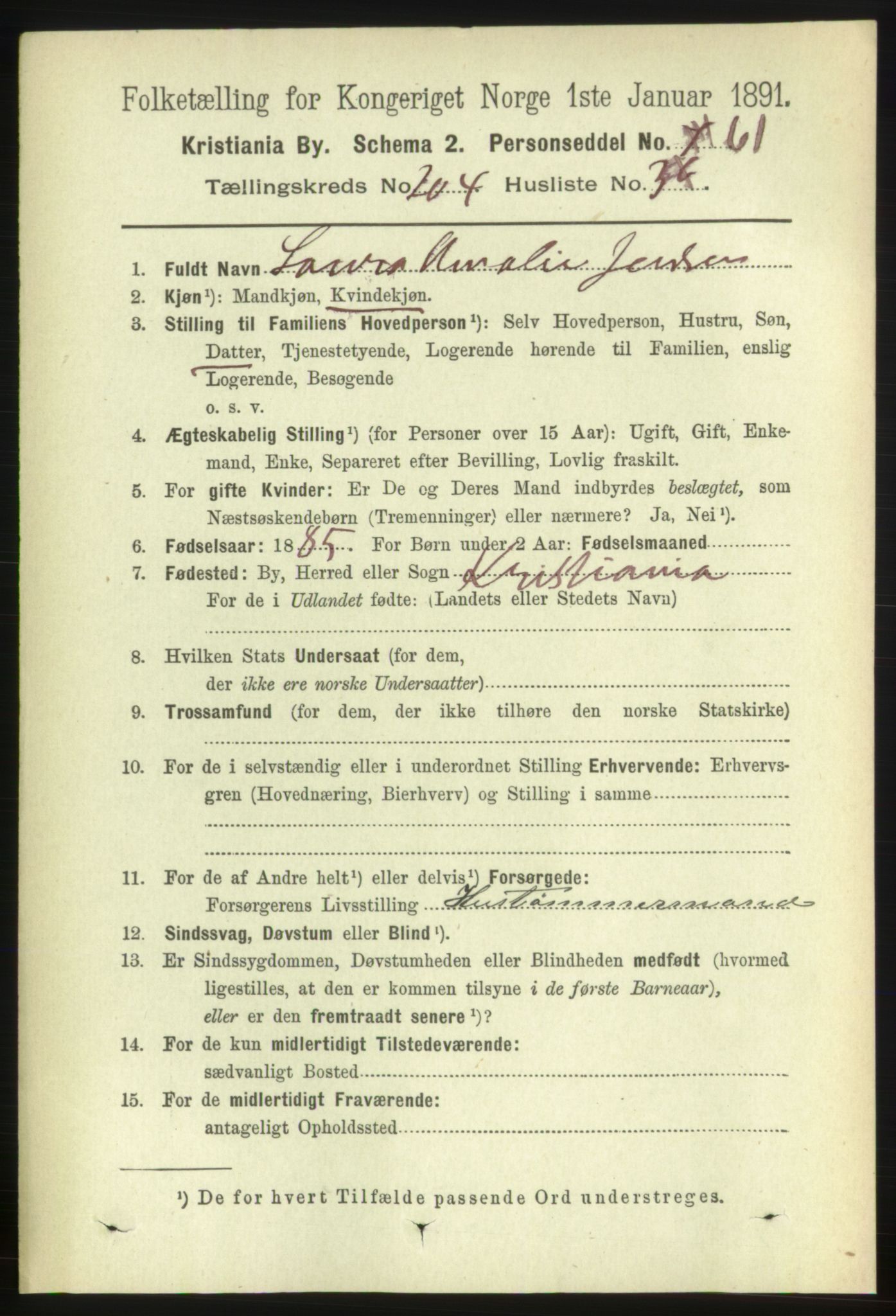 RA, 1891 census for 0301 Kristiania, 1891, p. 123112