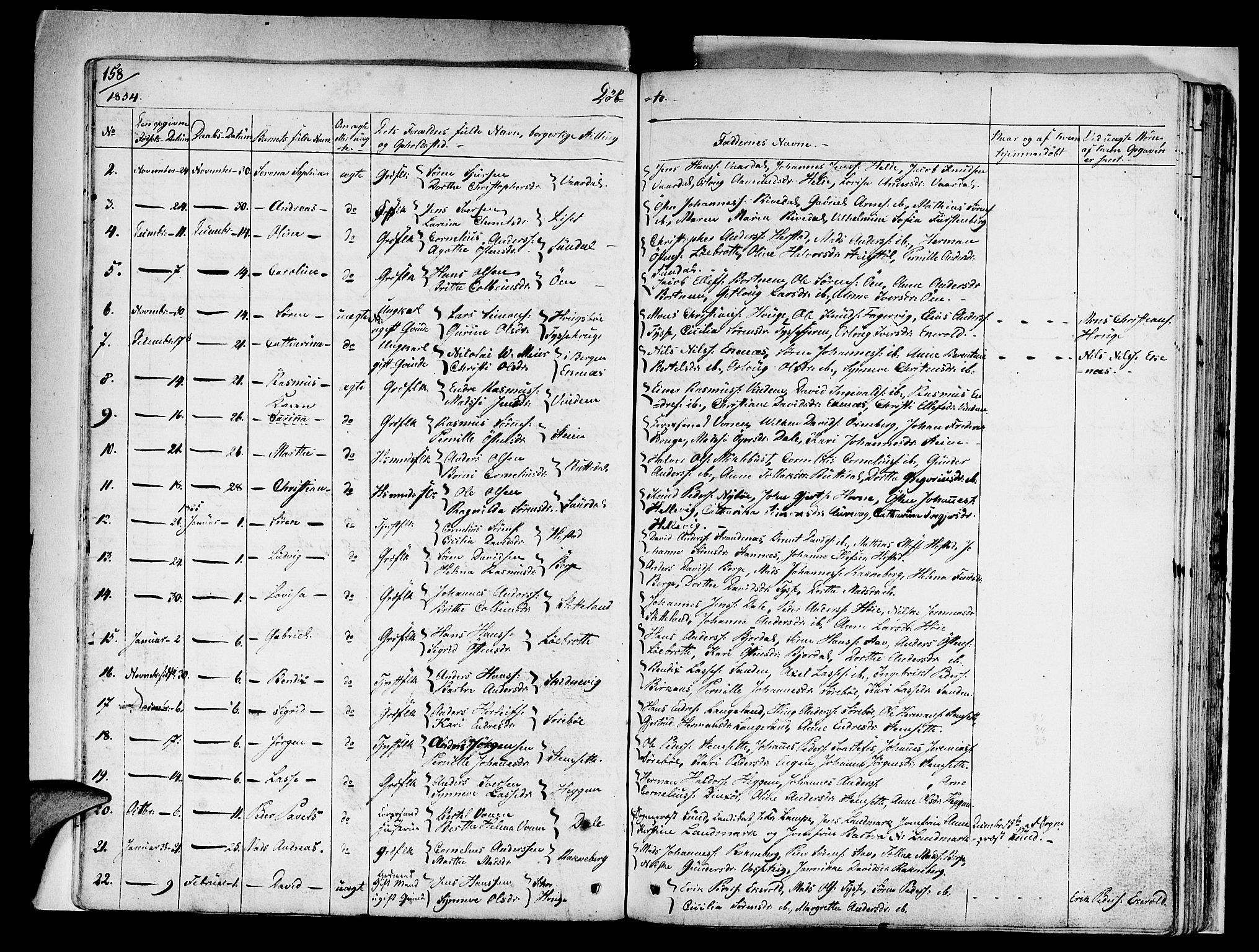 Fjaler sokneprestembete, AV/SAB-A-79801/H/Haa/Haaa/L0005: Parish register (official) no. A 5, 1821-1835, p. 158