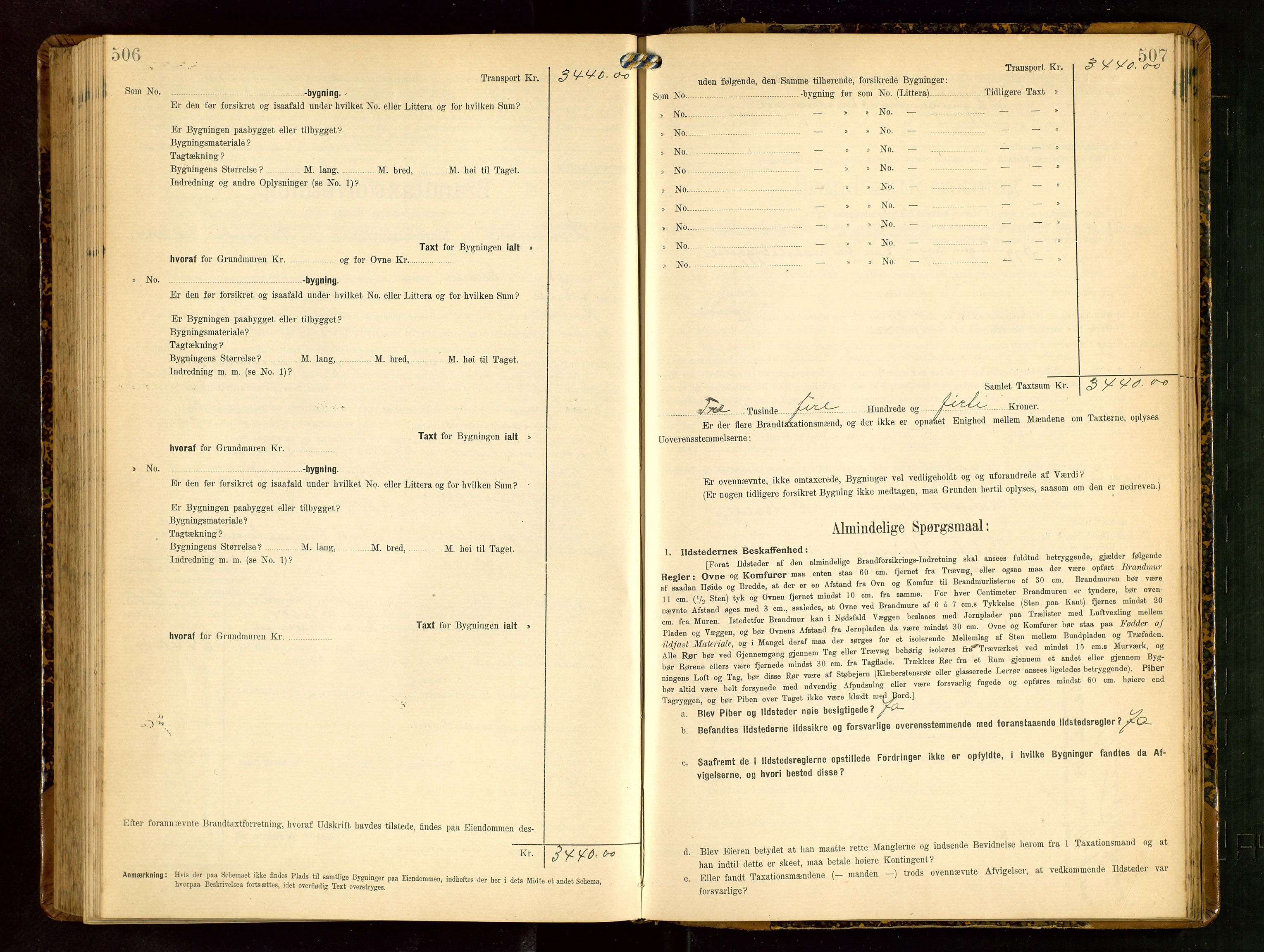 Håland lensmannskontor, AV/SAST-A-100100/Gob/L0003: Branntakstprotokoll - skjematakst. Register i boken., 1909-1910, p. 506-507