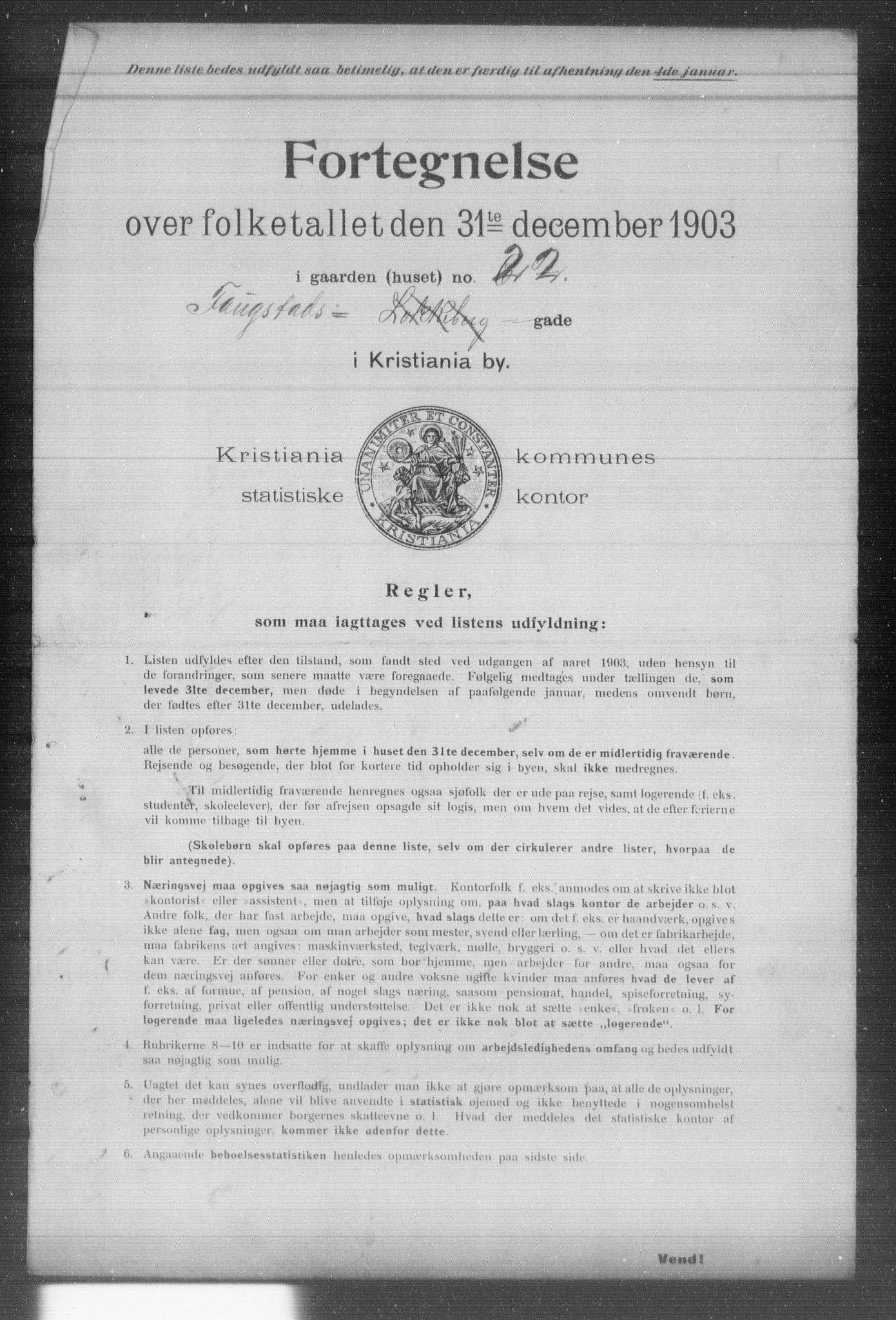 OBA, Municipal Census 1903 for Kristiania, 1903, p. 5210