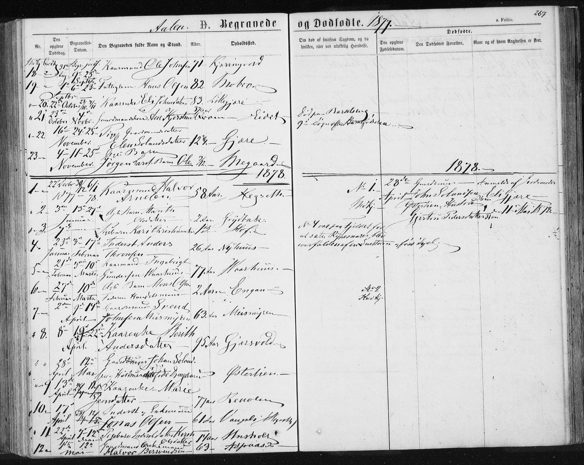 Ministerialprotokoller, klokkerbøker og fødselsregistre - Sør-Trøndelag, SAT/A-1456/685/L0971: Parish register (official) no. 685A08 /3, 1870-1879, p. 267