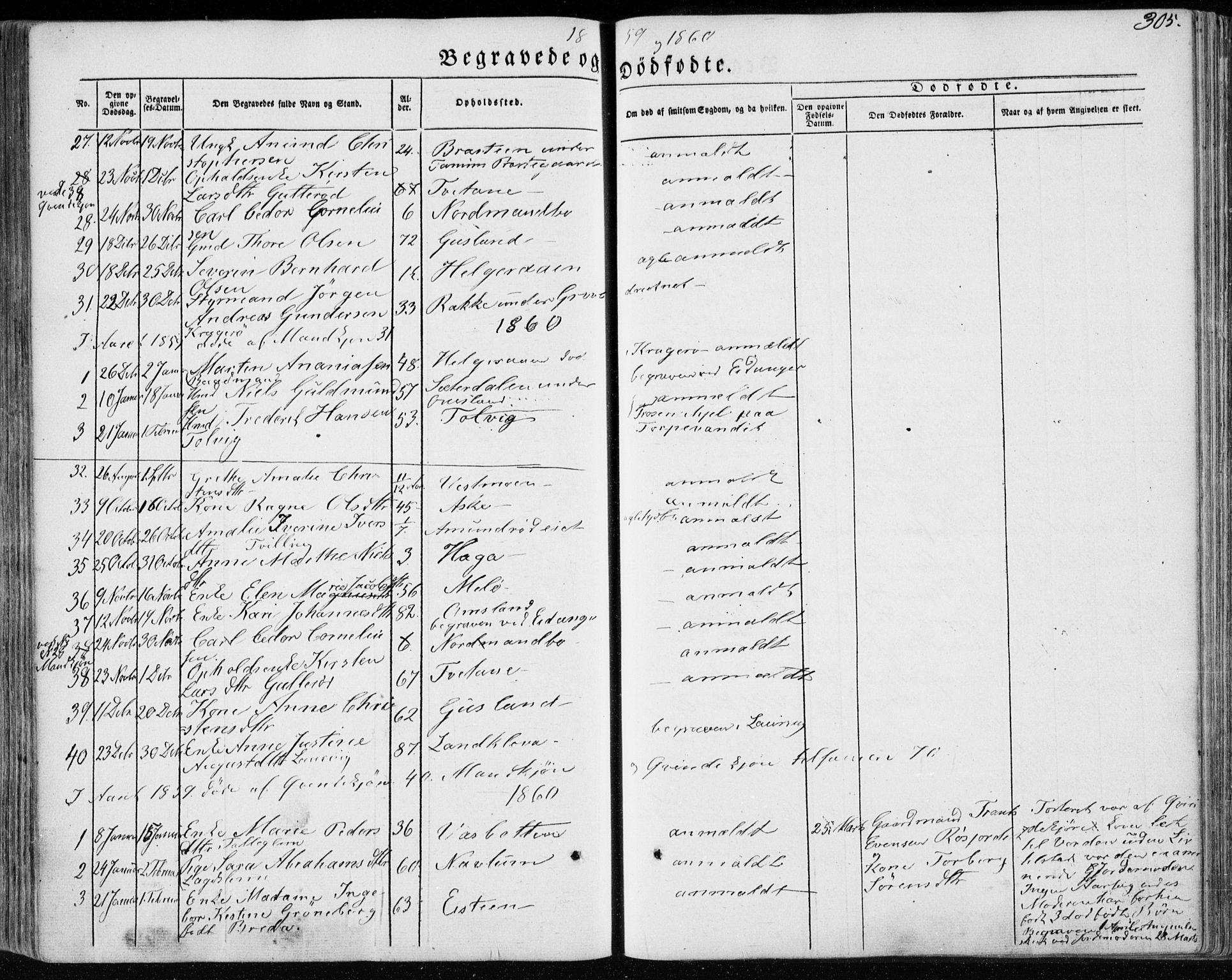 Brunlanes kirkebøker, AV/SAKO-A-342/F/Fa/L0004: Parish register (official) no. I 4, 1846-1862, p. 305