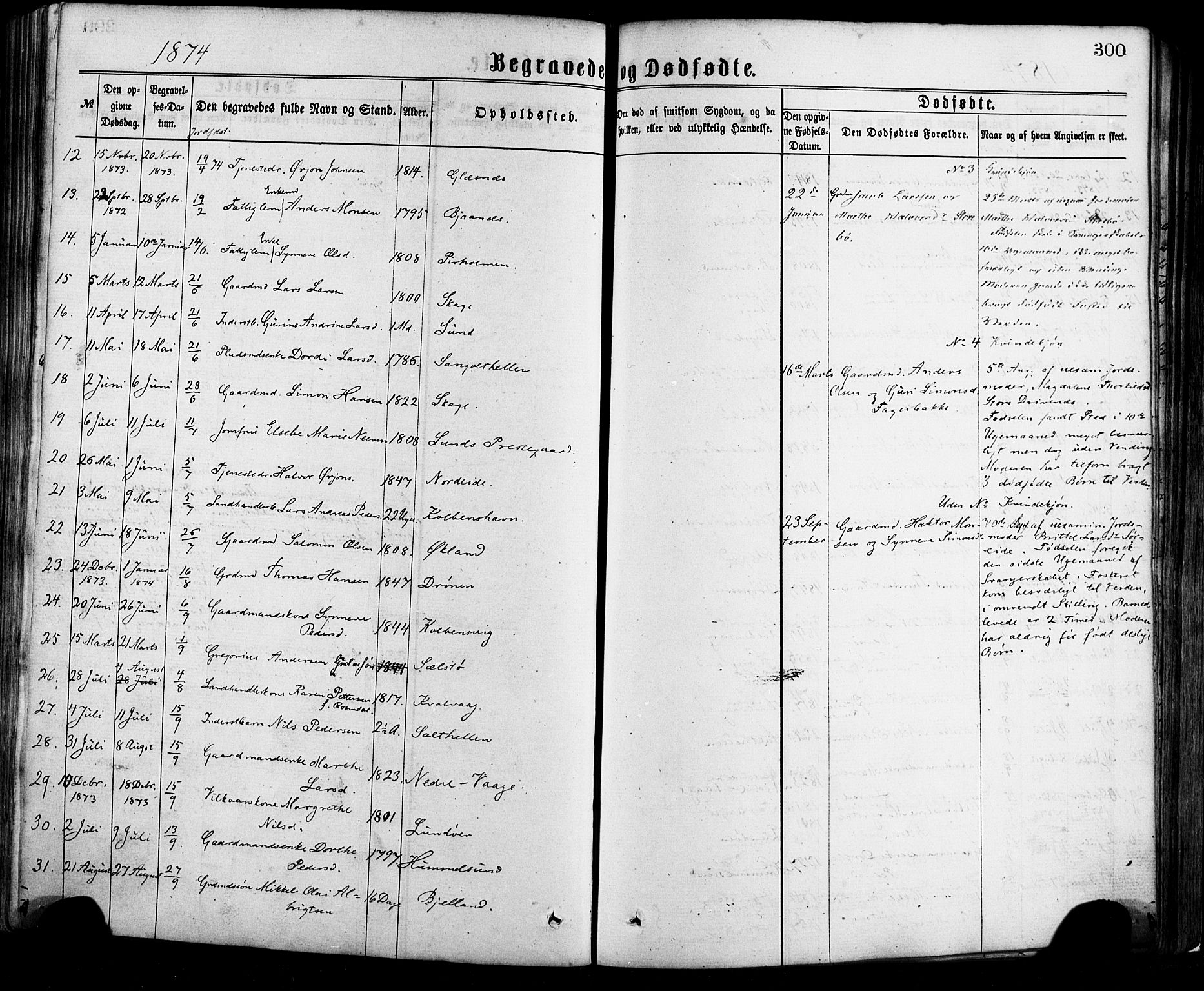 Sund sokneprestembete, AV/SAB-A-99930: Parish register (official) no. A 15, 1867-1881, p. 300