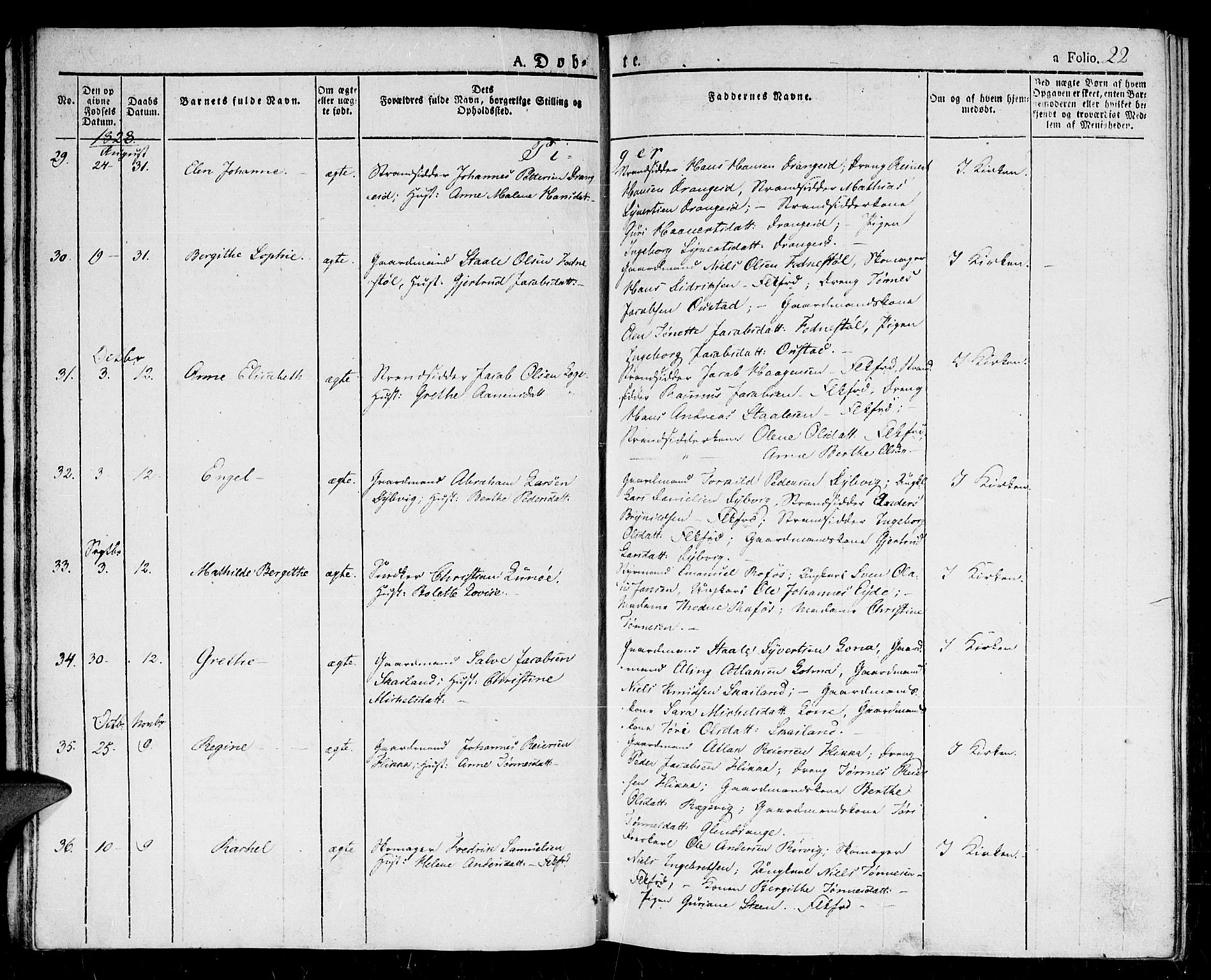 Flekkefjord sokneprestkontor, AV/SAK-1111-0012/F/Fb/Fbc/L0004: Parish register (copy) no. B 4, 1827-1846, p. 22
