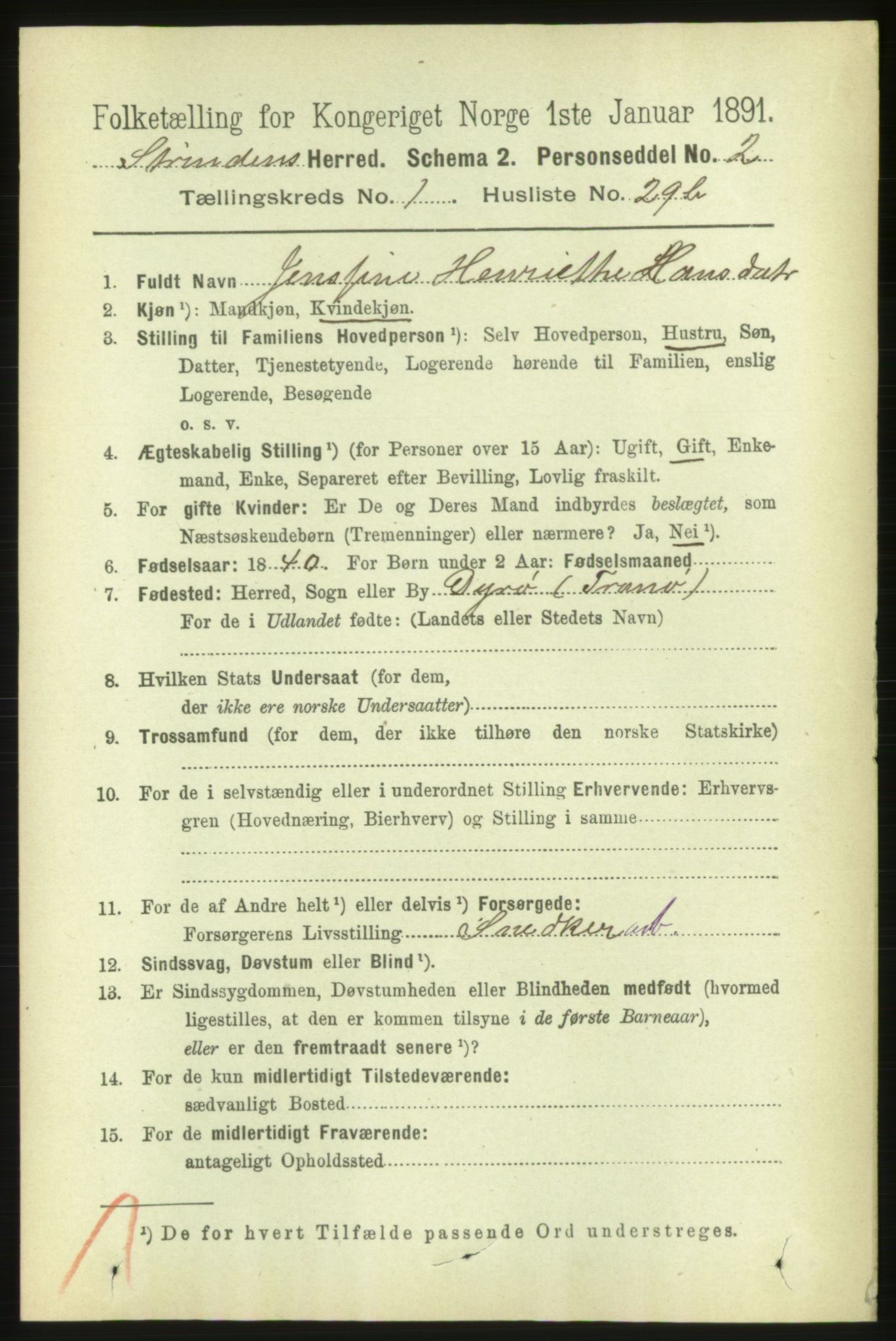 RA, 1891 census for 1660 Strinda, 1891, p. 462