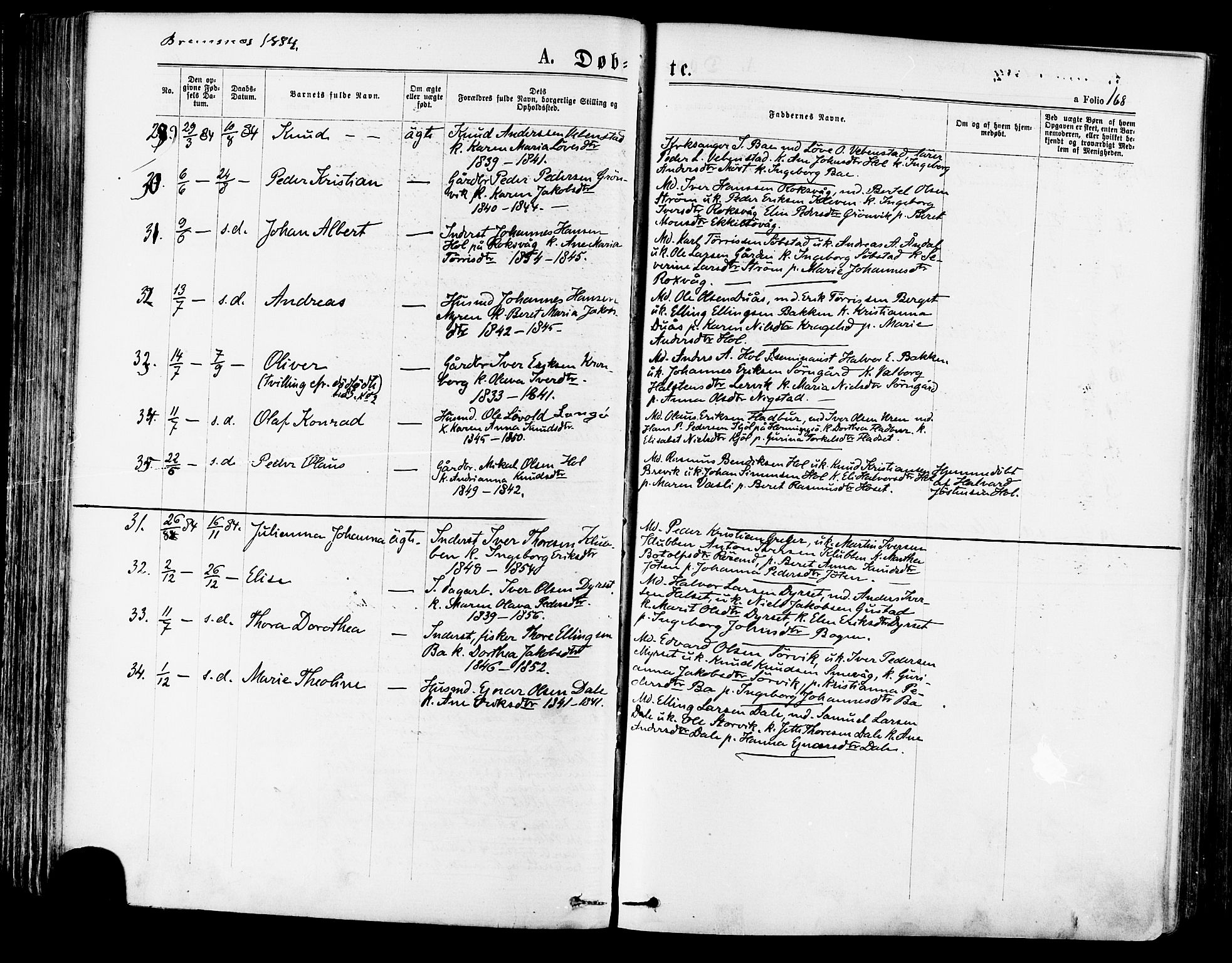 Ministerialprotokoller, klokkerbøker og fødselsregistre - Møre og Romsdal, AV/SAT-A-1454/568/L0806: Parish register (official) no. 568A12 /3, 1878-1884, p. 168