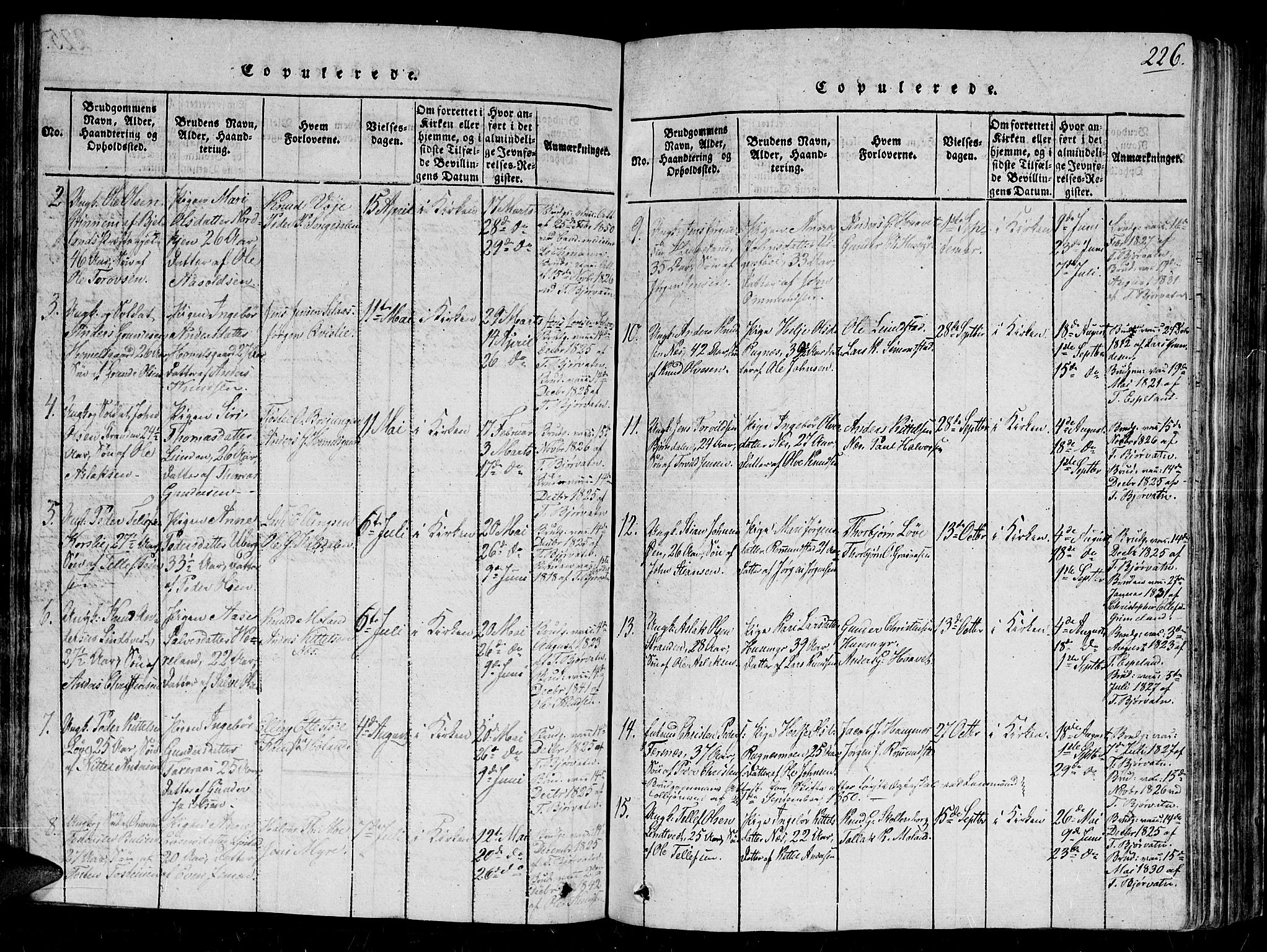 Gjerstad sokneprestkontor, AV/SAK-1111-0014/F/Fb/Fbb/L0001: Parish register (copy) no. B 1, 1813-1863, p. 226