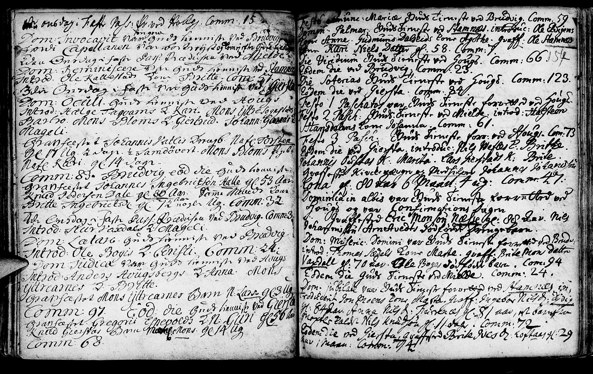 Haus sokneprestembete, AV/SAB-A-75601/H/Haa: Parish register (official) no. A 5, 1733-1747, p. 154