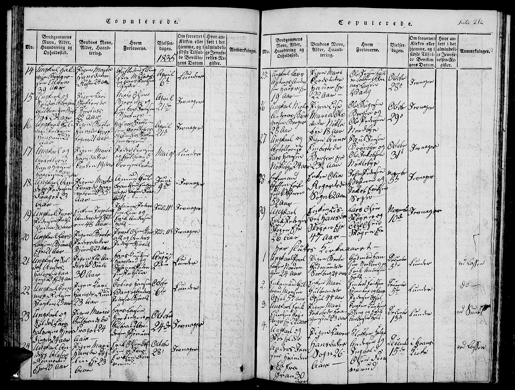 Jevnaker prestekontor, SAH/PREST-116/H/Ha/Hab/L0001: Parish register (copy) no. 1, 1815-1837, p. 212