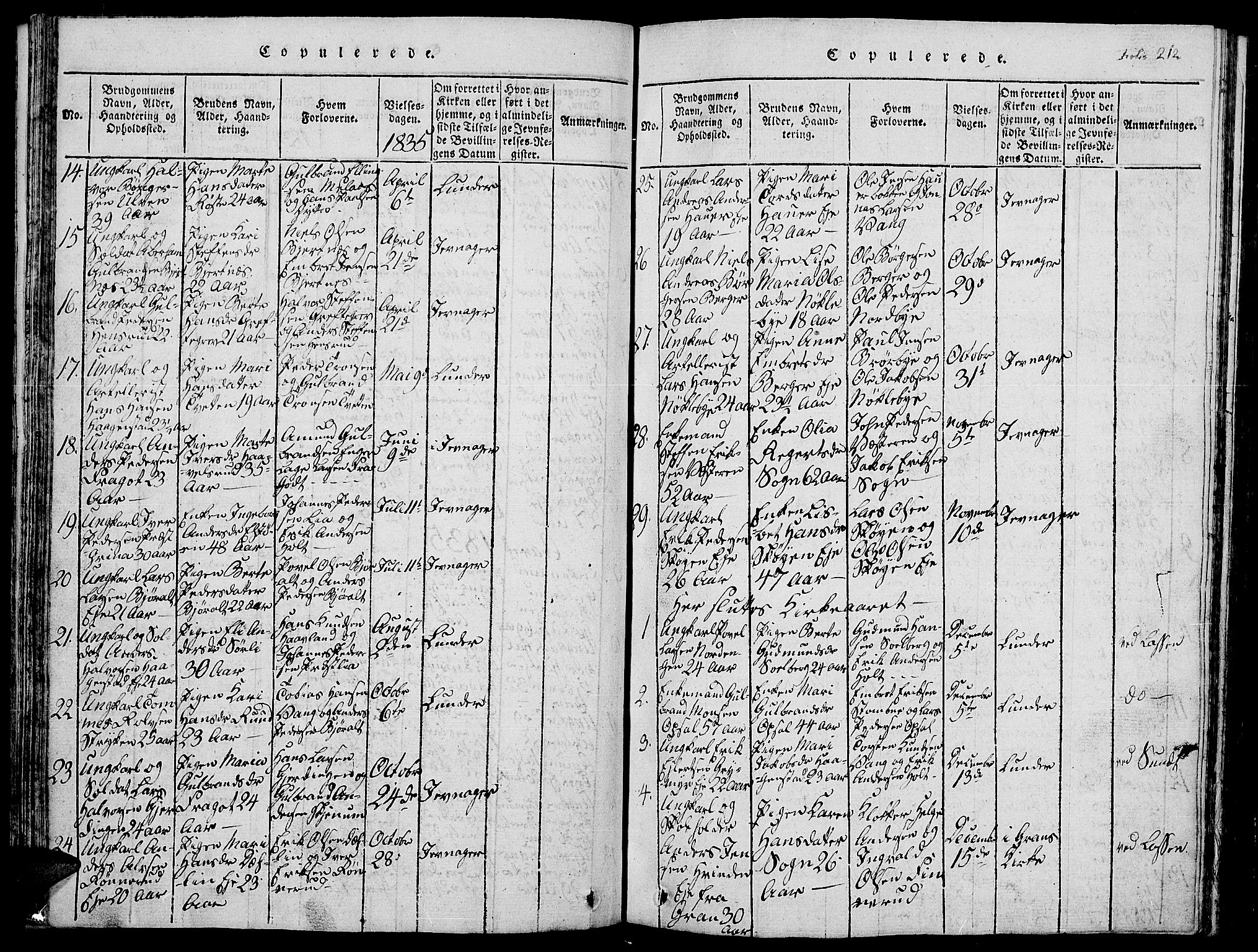 Jevnaker prestekontor, AV/SAH-PREST-116/H/Ha/Hab/L0001: Parish register (copy) no. 1, 1815-1837, p. 212