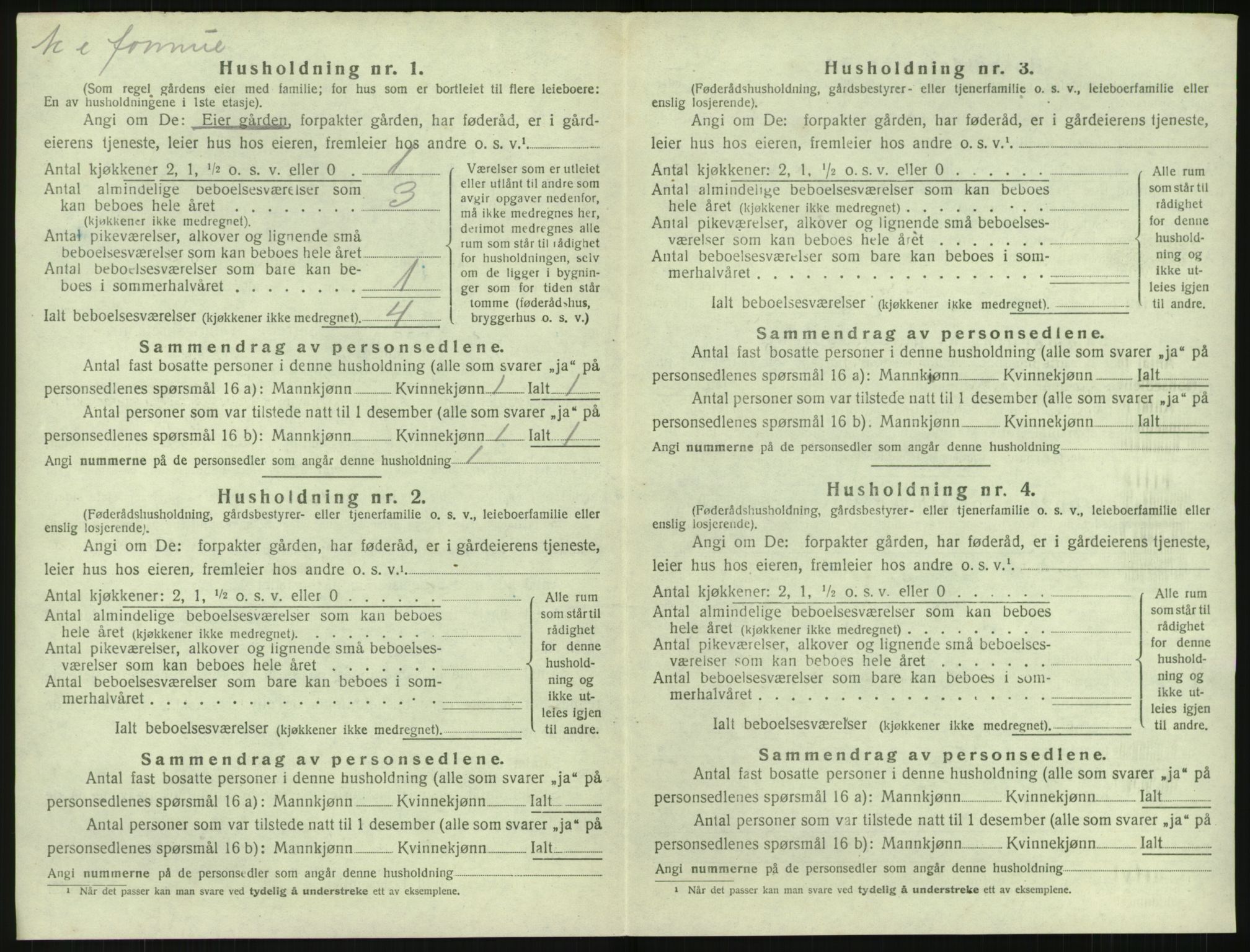 SAK, 1920 census for Fjære, 1920, p. 1178