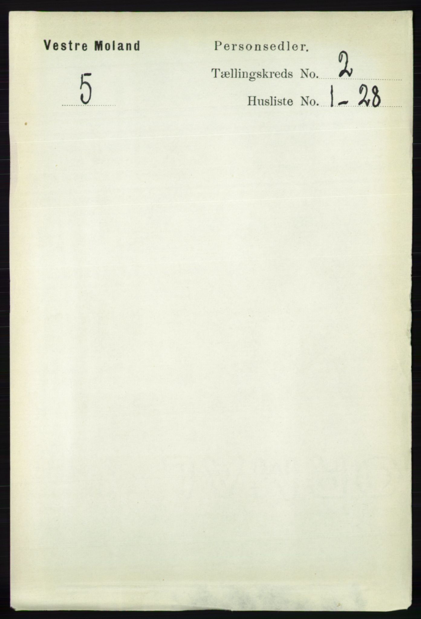 RA, 1891 census for 0926 Vestre Moland, 1891, p. 626