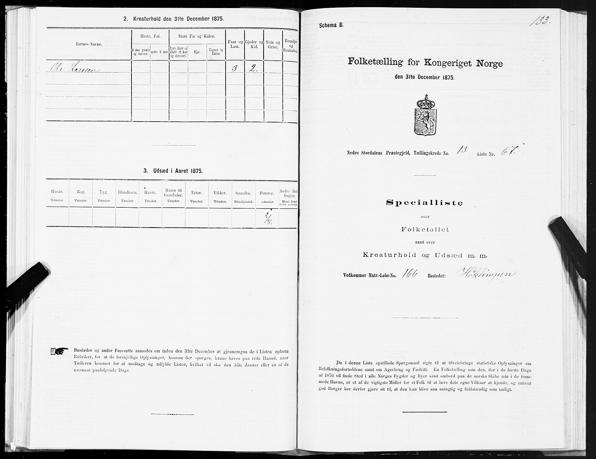 SAT, 1875 census for 1714P Nedre Stjørdal, 1875, p. 7133