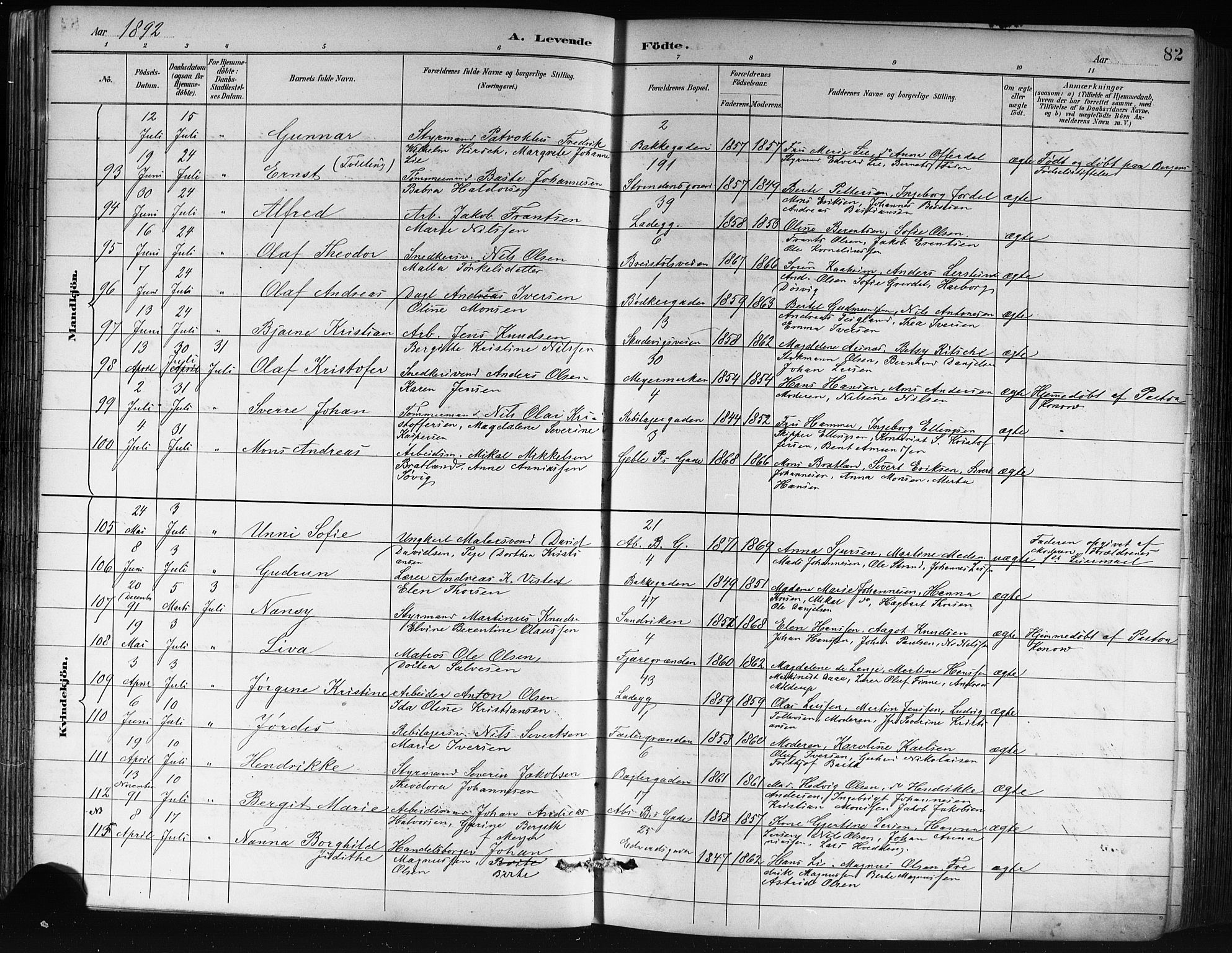 Sandviken Sokneprestembete, AV/SAB-A-77601/H/Hb/L0002: Parish register (copy) no. A 3, 1888-1902, p. 82