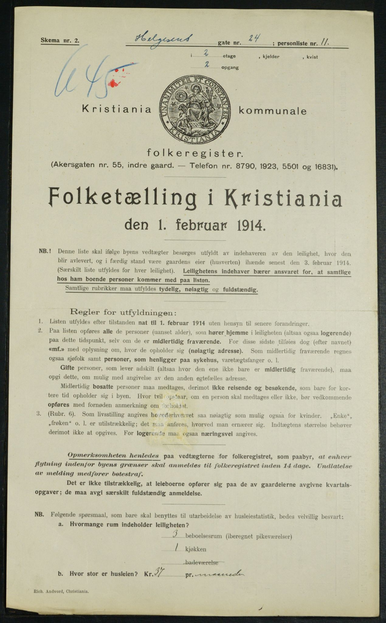 OBA, Municipal Census 1914 for Kristiania, 1914, p. 38521