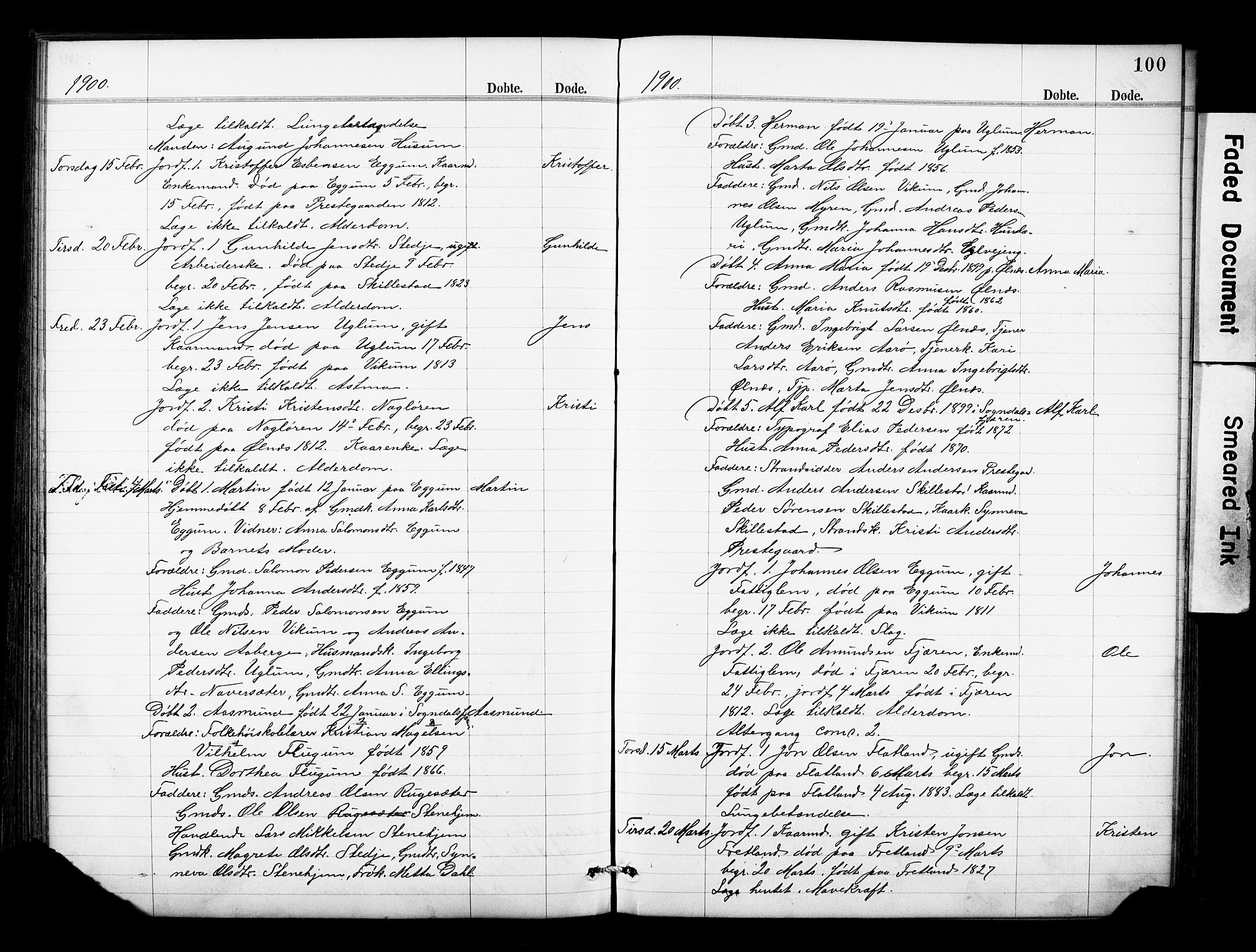 Sogndal sokneprestembete, AV/SAB-A-81301/H/Hab/Haba/L0001: Parish register (copy) no. A 1, 1887-1907, p. 100