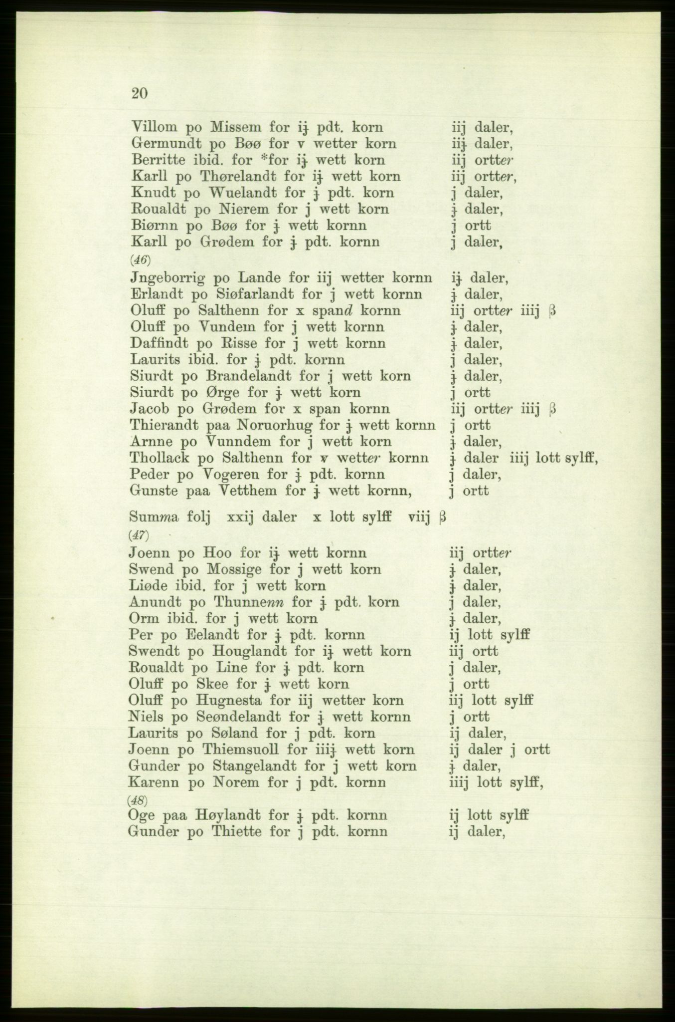 Publikasjoner utgitt av Arkivverket, PUBL/PUBL-001/C/0003: Bind 3: Skatten av Bergenhus len 1563, 1563, p. 20