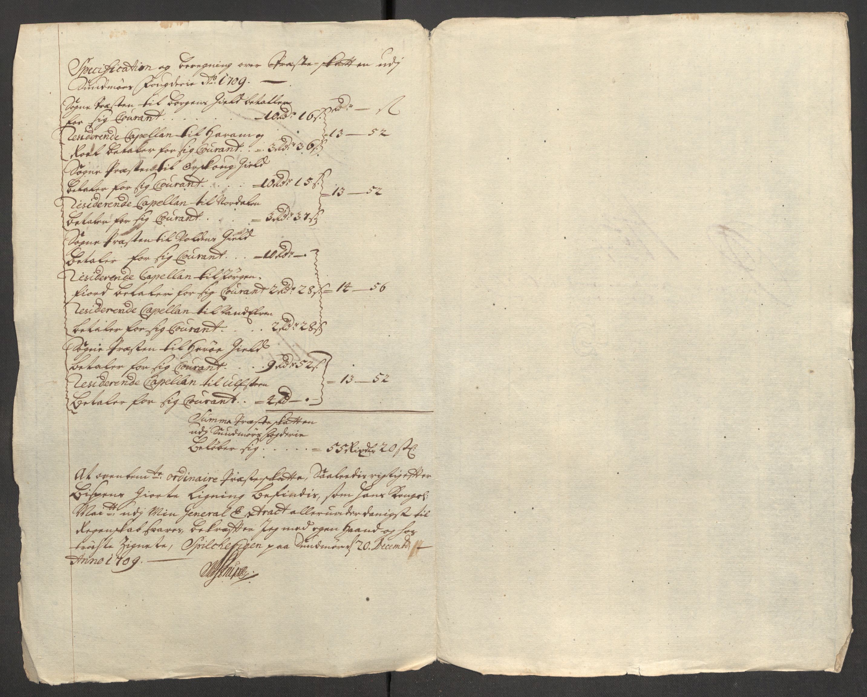 Rentekammeret inntil 1814, Reviderte regnskaper, Fogderegnskap, AV/RA-EA-4092/R54/L3562: Fogderegnskap Sunnmøre, 1708-1709, p. 342