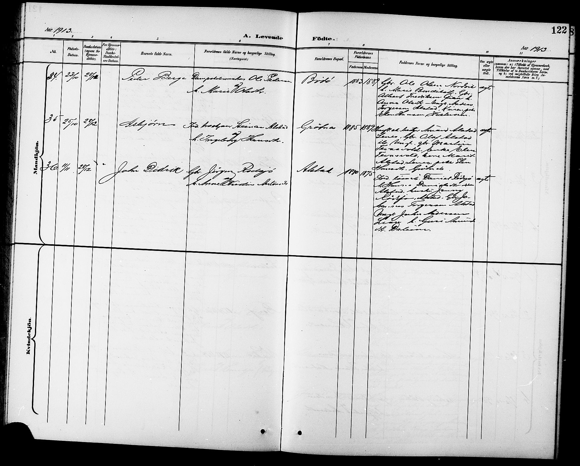 Ministerialprotokoller, klokkerbøker og fødselsregistre - Sør-Trøndelag, SAT/A-1456/630/L0505: Parish register (copy) no. 630C03, 1899-1914, p. 122