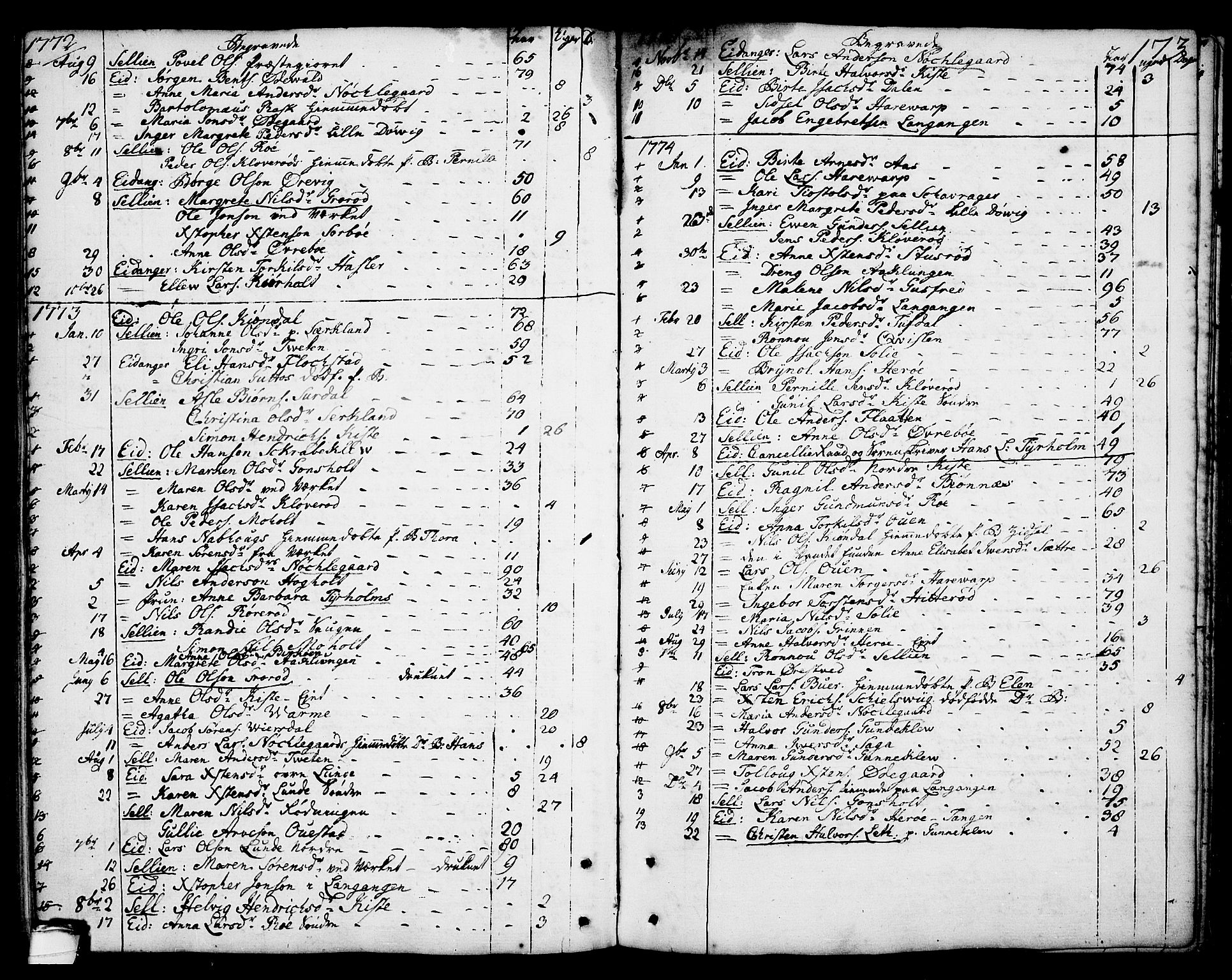 Eidanger kirkebøker, SAKO/A-261/F/Fa/L0006: Parish register (official) no. 6, 1764-1814, p. 173