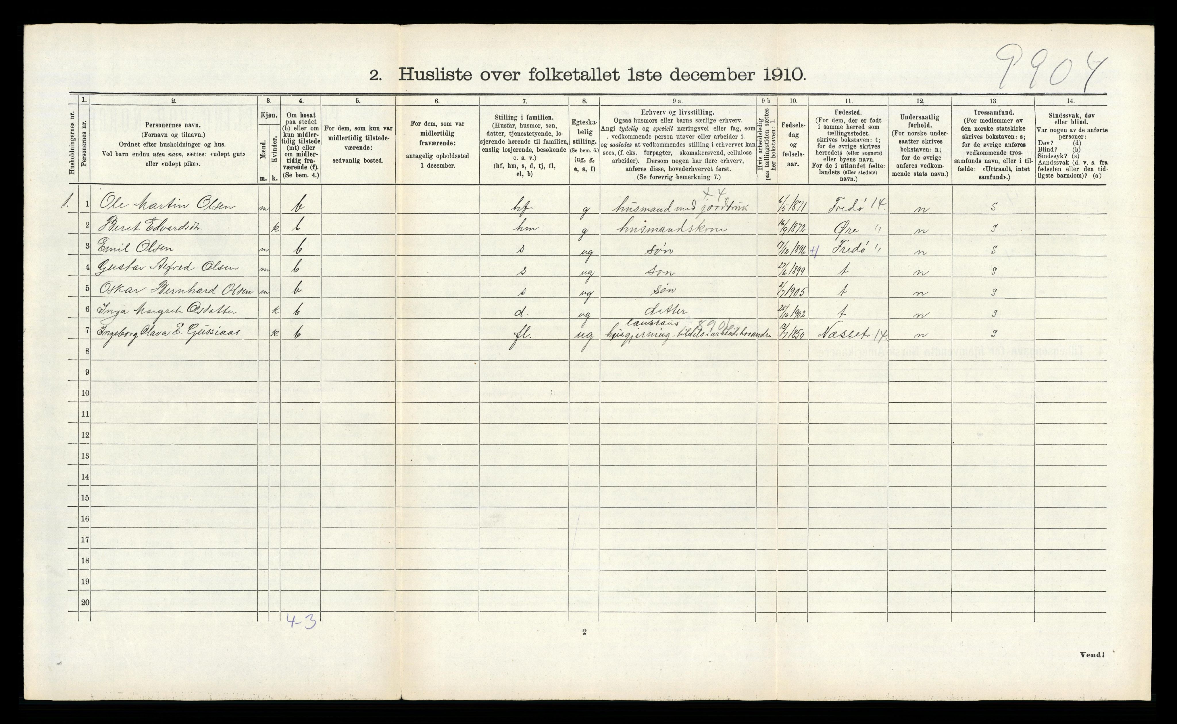 RA, 1910 census for Bremsnes, 1910, p. 245