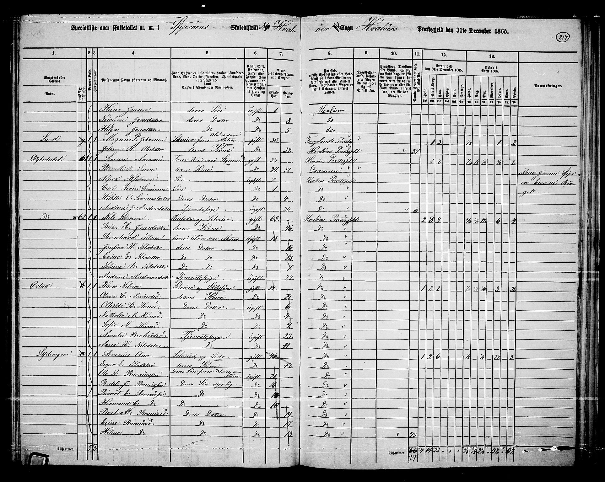 RA, 1865 census for Hvaler, 1865, p. 55