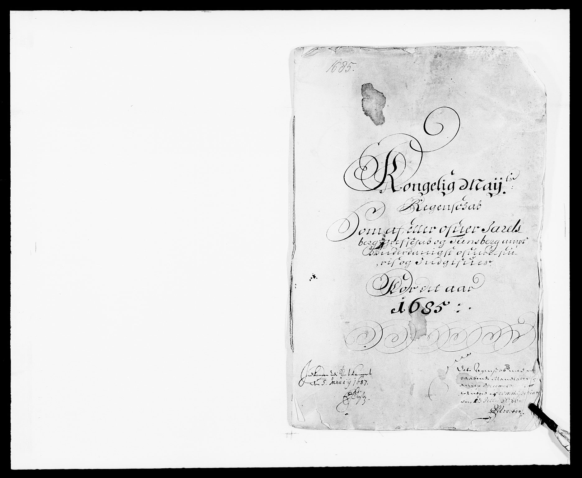 Rentekammeret inntil 1814, Reviderte regnskaper, Fogderegnskap, AV/RA-EA-4092/R32/L1856: Fogderegnskap Jarlsberg grevskap, 1685, p. 1