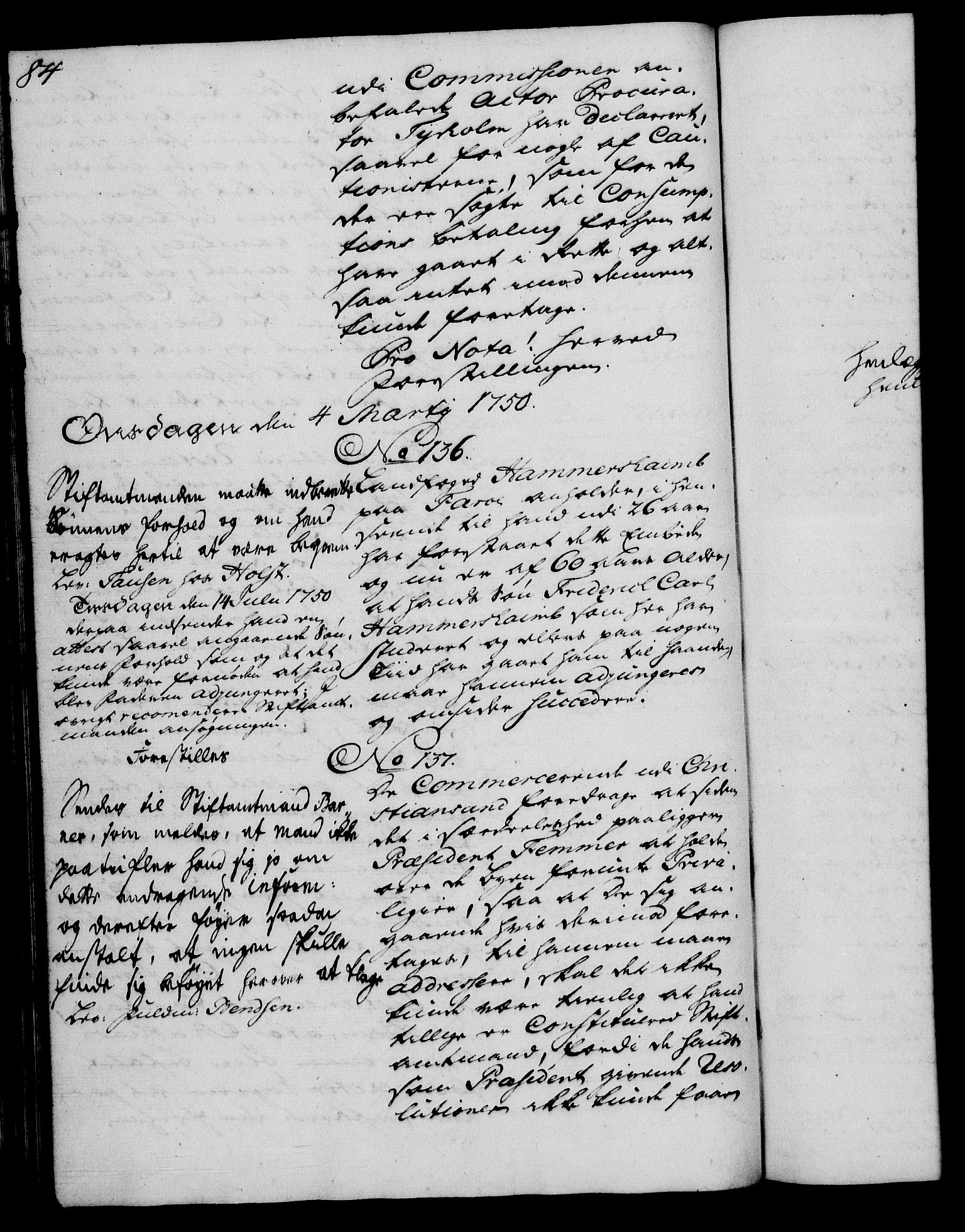 Rentekammeret, Kammerkanselliet, RA/EA-3111/G/Gh/Gha/L0030: Norsk ekstraktmemorialprotokoll (merket RK 53.75), 1749-1751, p. 84