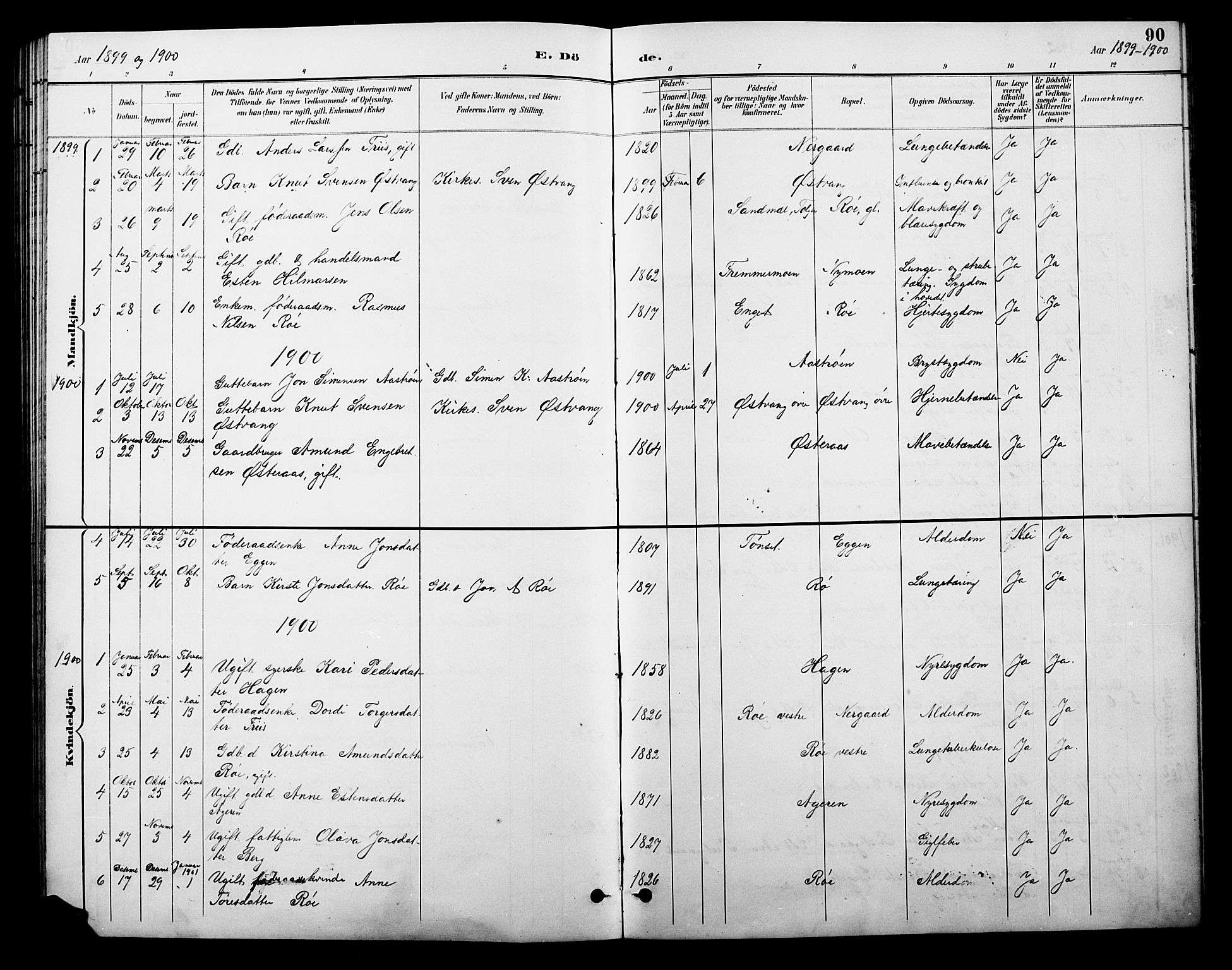 Tolga prestekontor, SAH/PREST-062/L/L0010: Parish register (copy) no. 10, 1894-1918, p. 90
