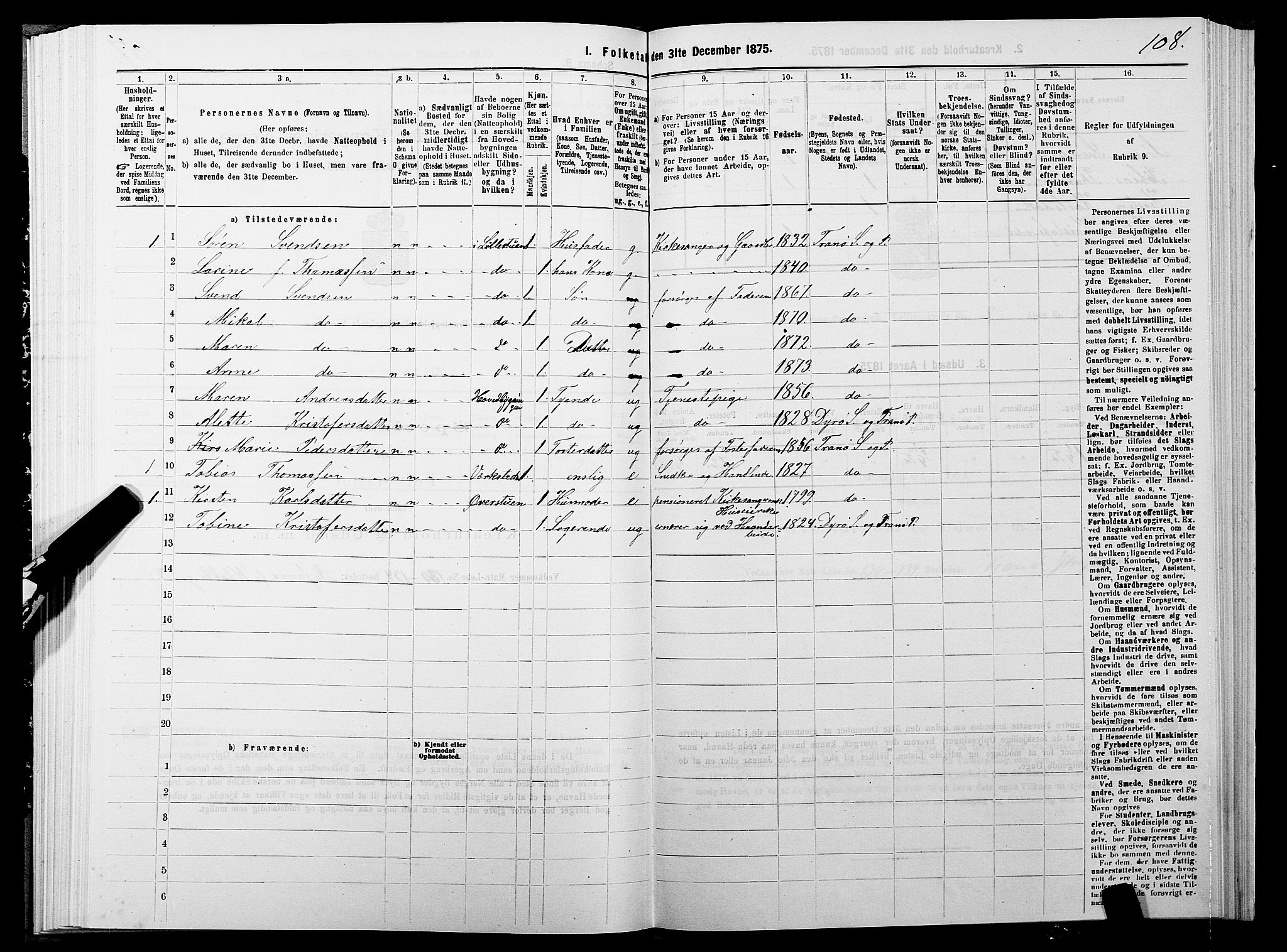 SATØ, 1875 census for 1927P Tranøy, 1875, p. 4108