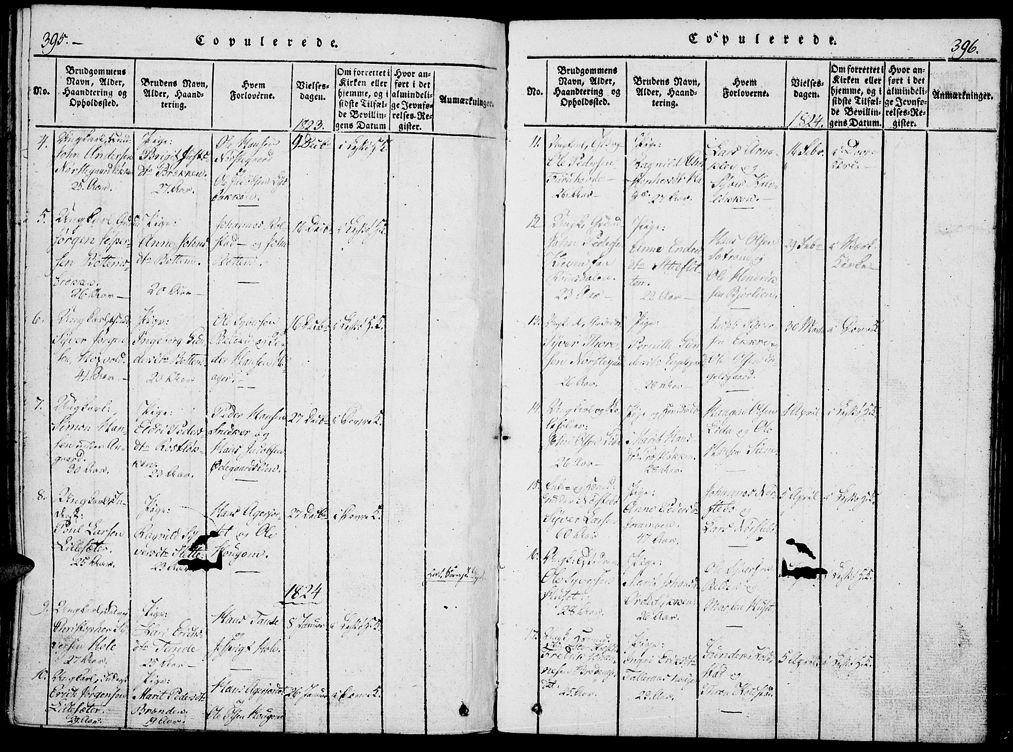 Lesja prestekontor, AV/SAH-PREST-068/H/Ha/Haa/L0004: Parish register (official) no. 4, 1820-1829, p. 395-396