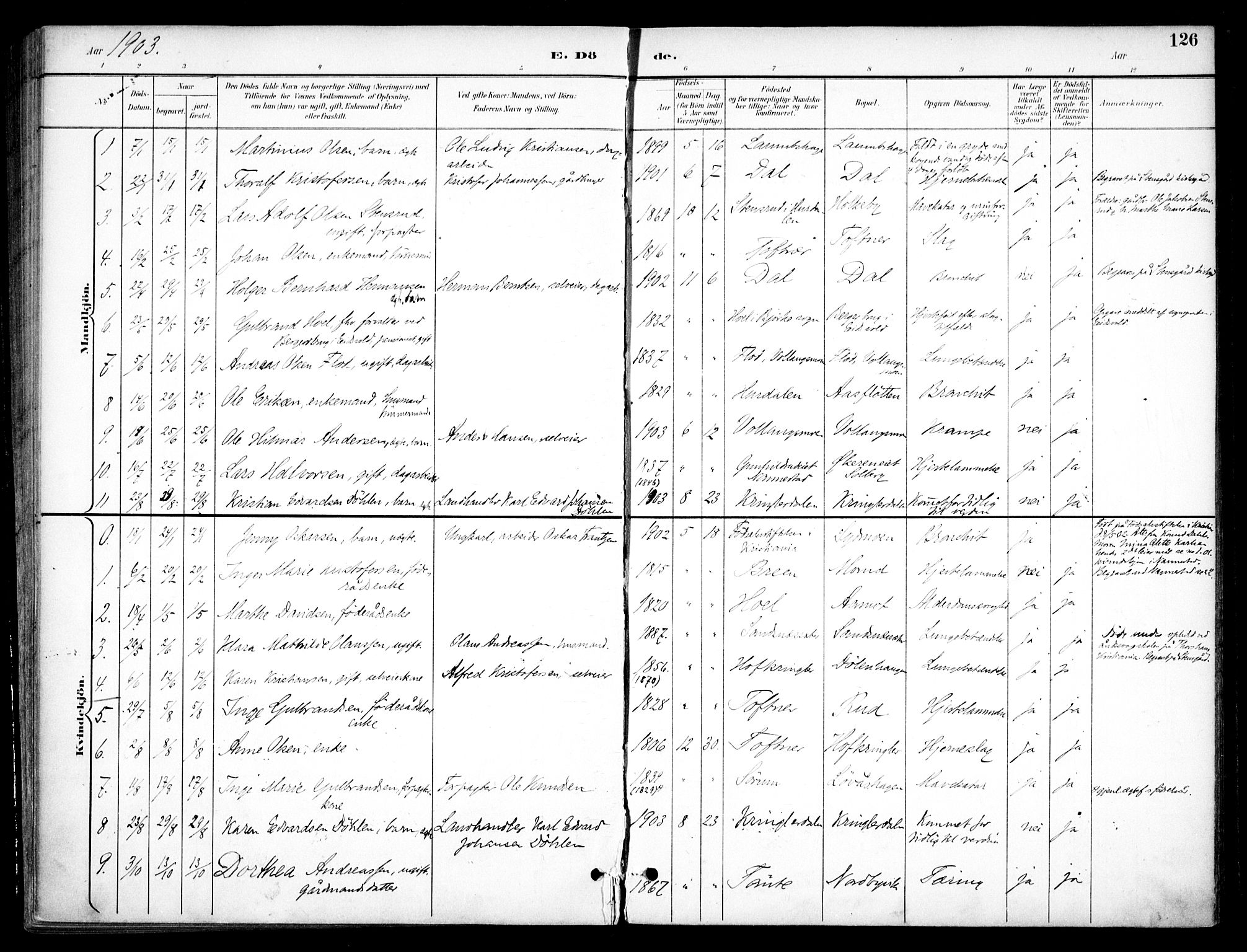 Nannestad prestekontor Kirkebøker, SAO/A-10414a/F/Fc/L0002: Parish register (official) no. III 2, 1893-1907, p. 126