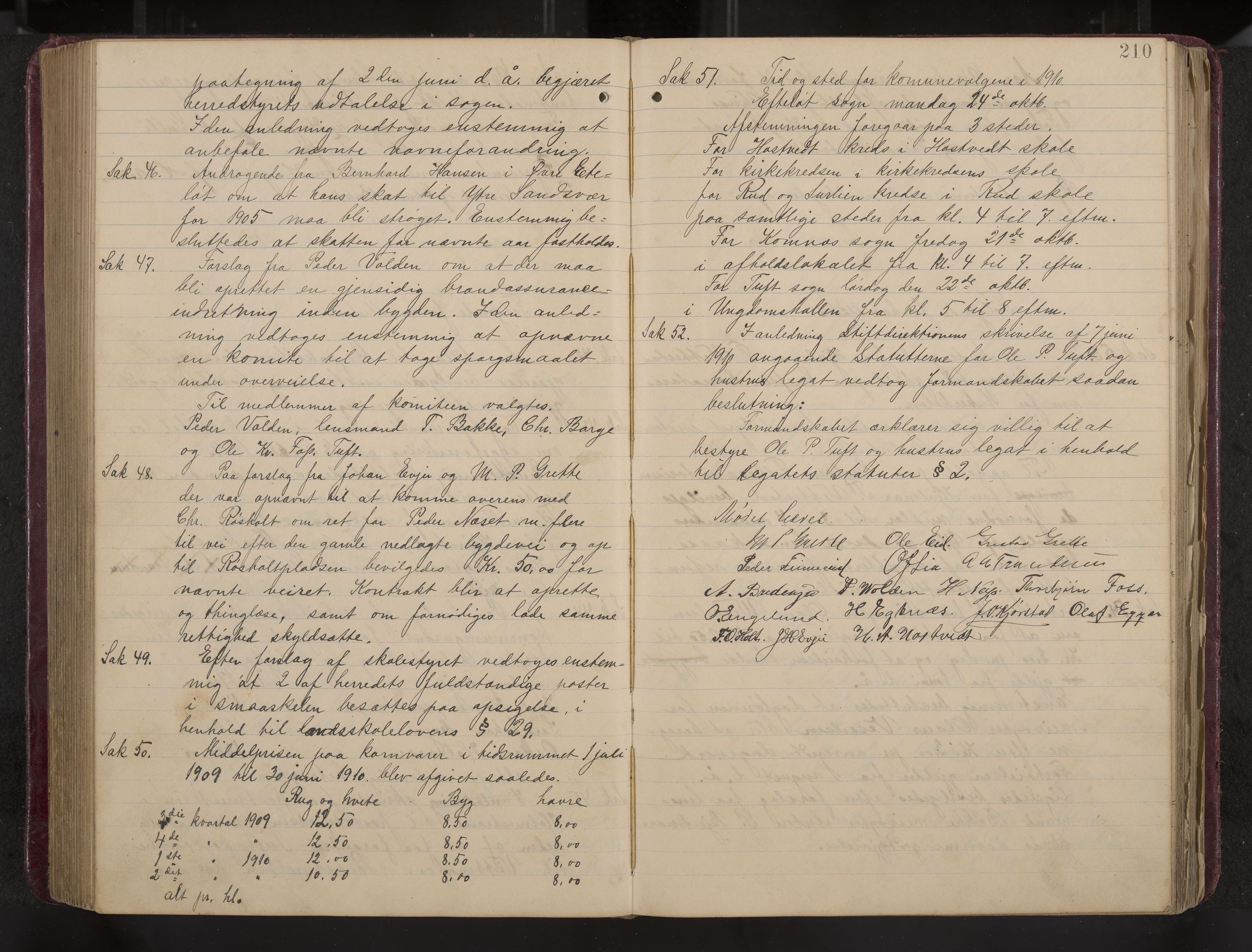 Ytre Sandsvær formannskap og sentraladministrasjon, IKAK/0629021/A/Aa/L0001: Møtebok med register, 1902-1919, p. 210