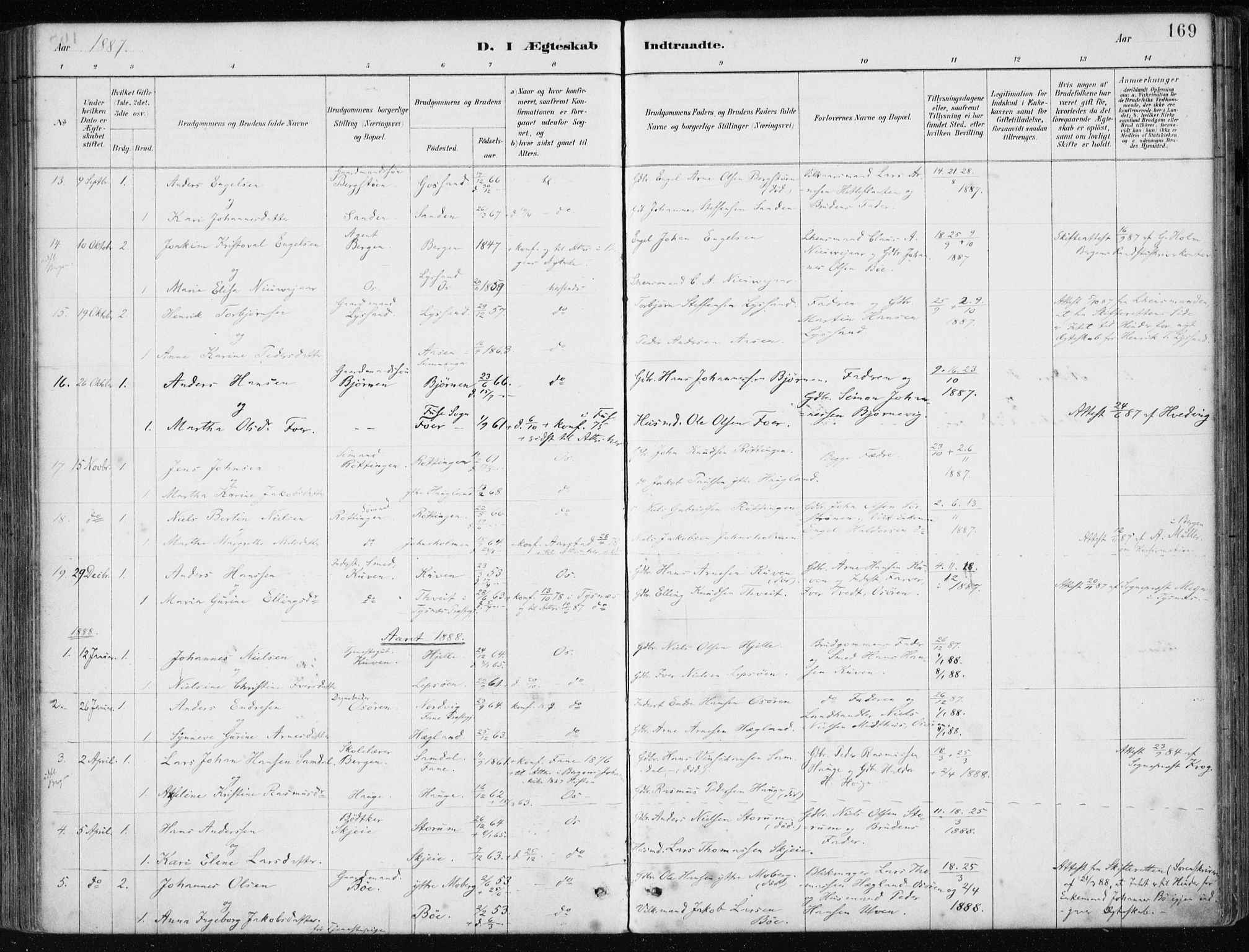 Os sokneprestembete, SAB/A-99929: Parish register (official) no. B 1, 1885-1902, p. 169