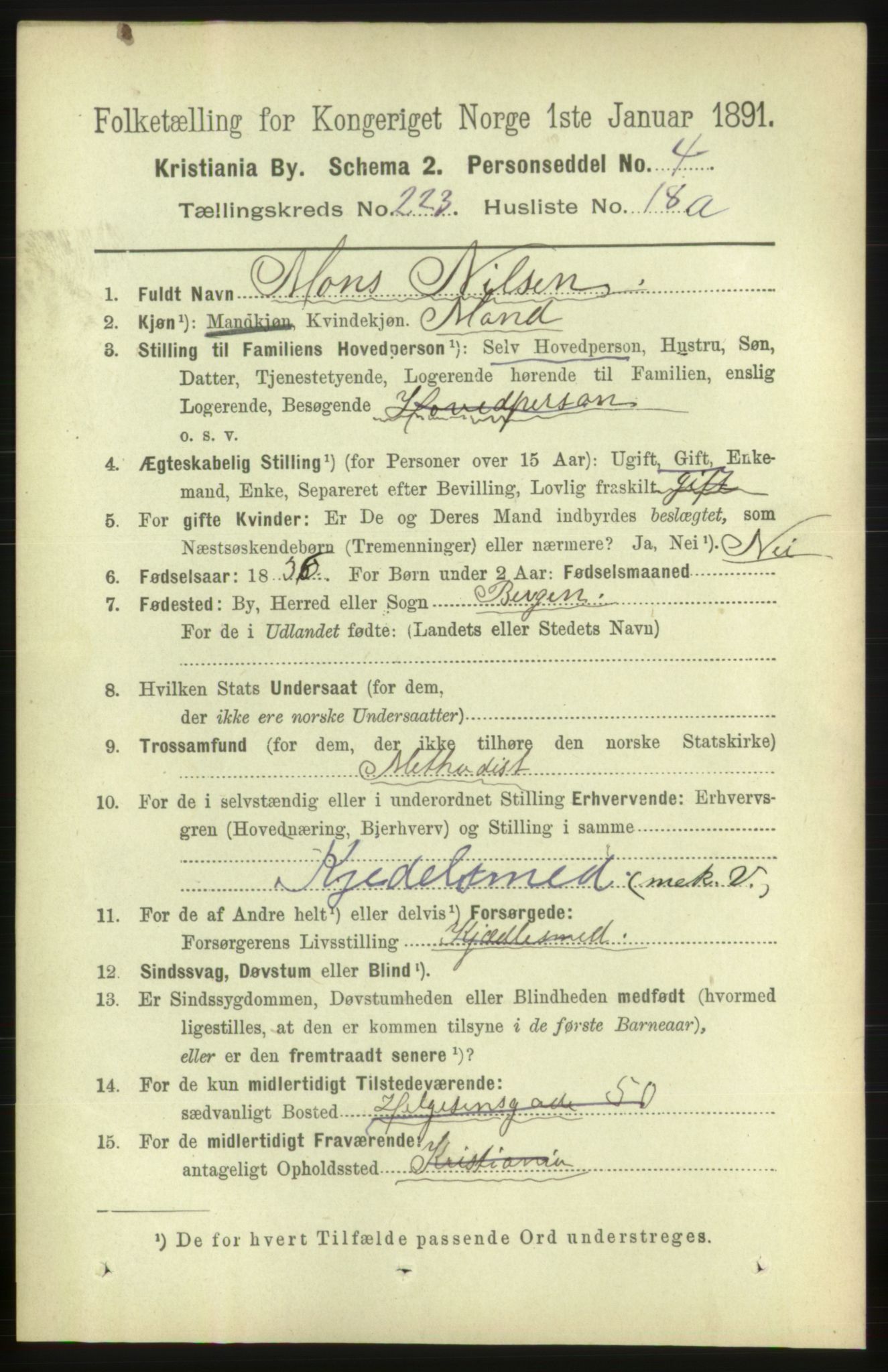 RA, 1891 census for 0301 Kristiania, 1891, p. 134981