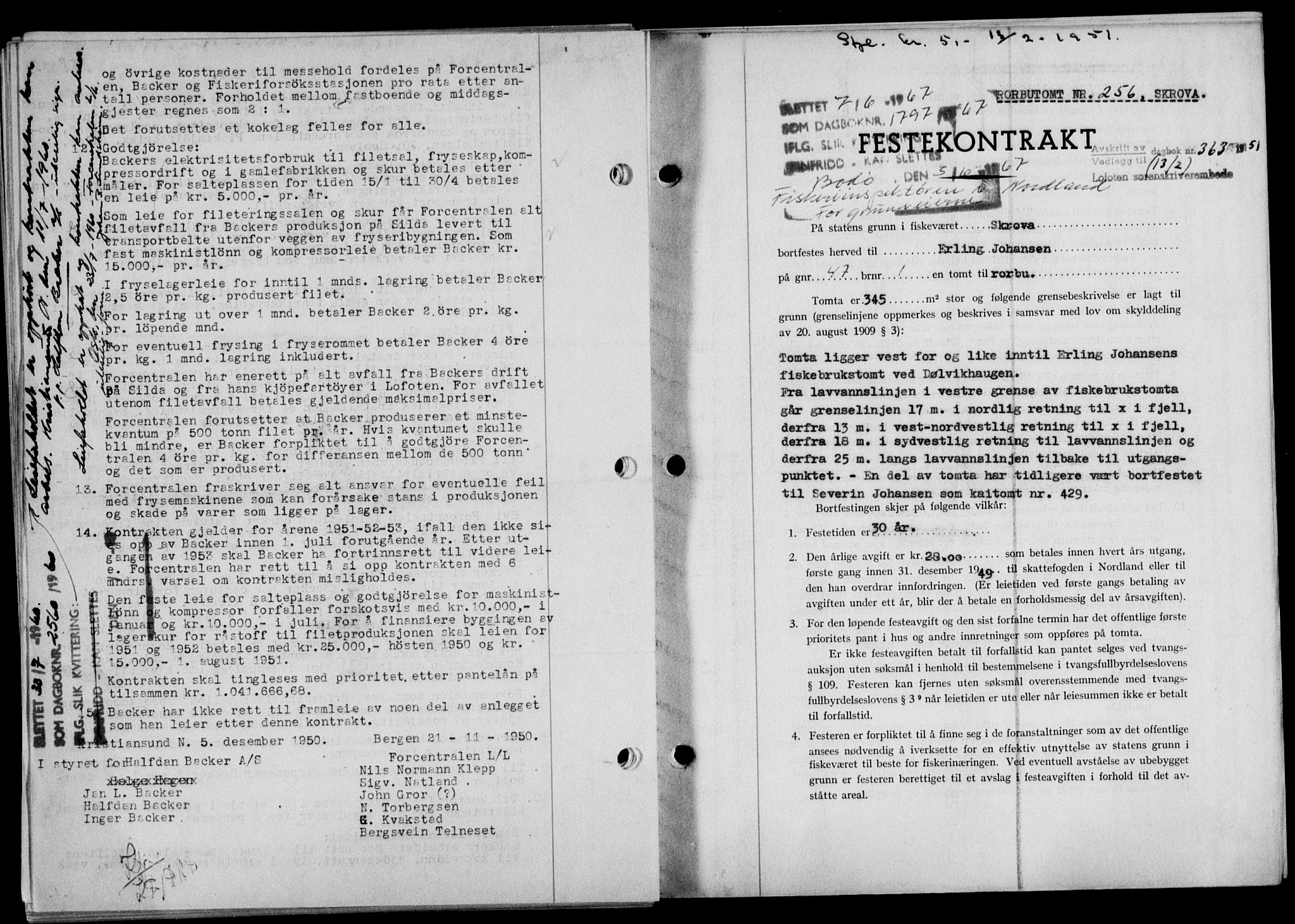 Lofoten sorenskriveri, SAT/A-0017/1/2/2C/L0025a: Mortgage book no. 25a, 1950-1951, Diary no: : 1797/1951