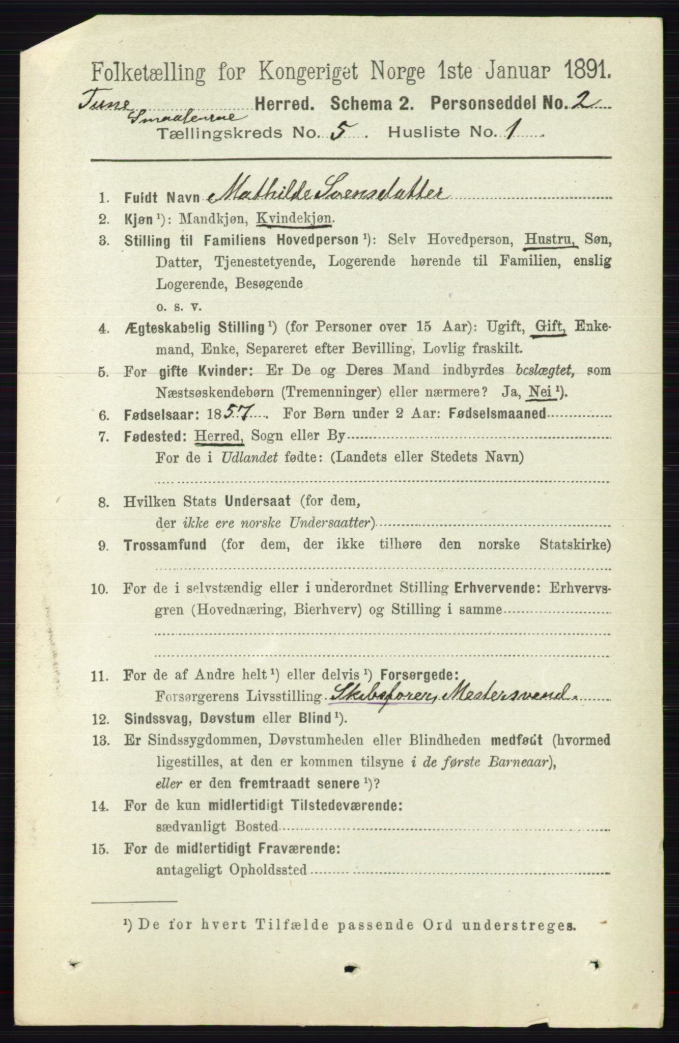 RA, 1891 census for 0130 Tune, 1891, p. 3273