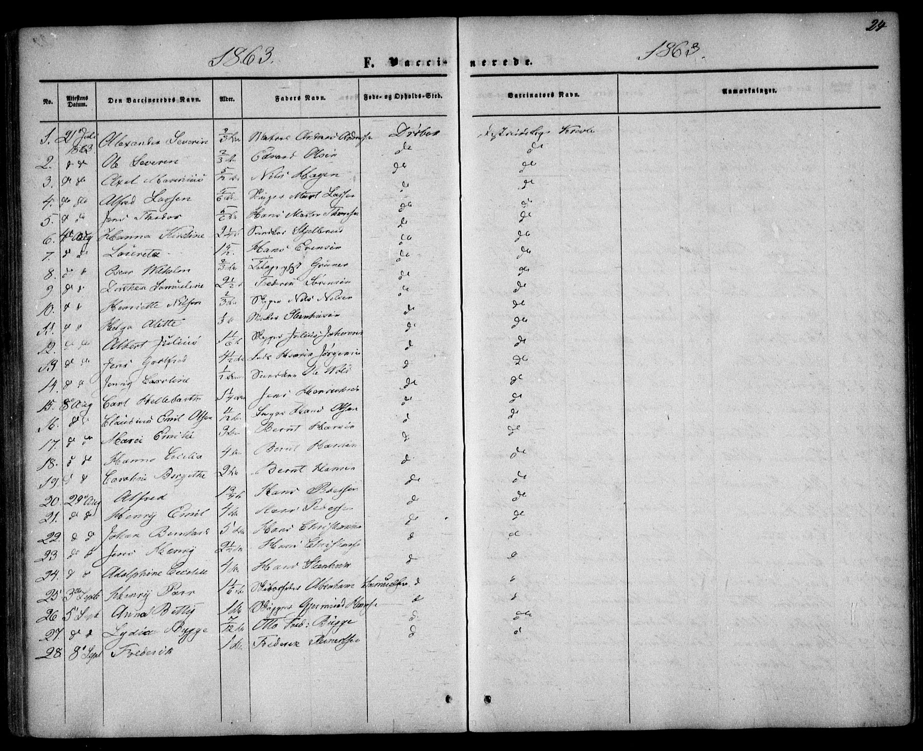 Drøbak prestekontor Kirkebøker, AV/SAO-A-10142a/F/Fa/L0002: Parish register (official) no. I 2, 1858-1870, p. 24