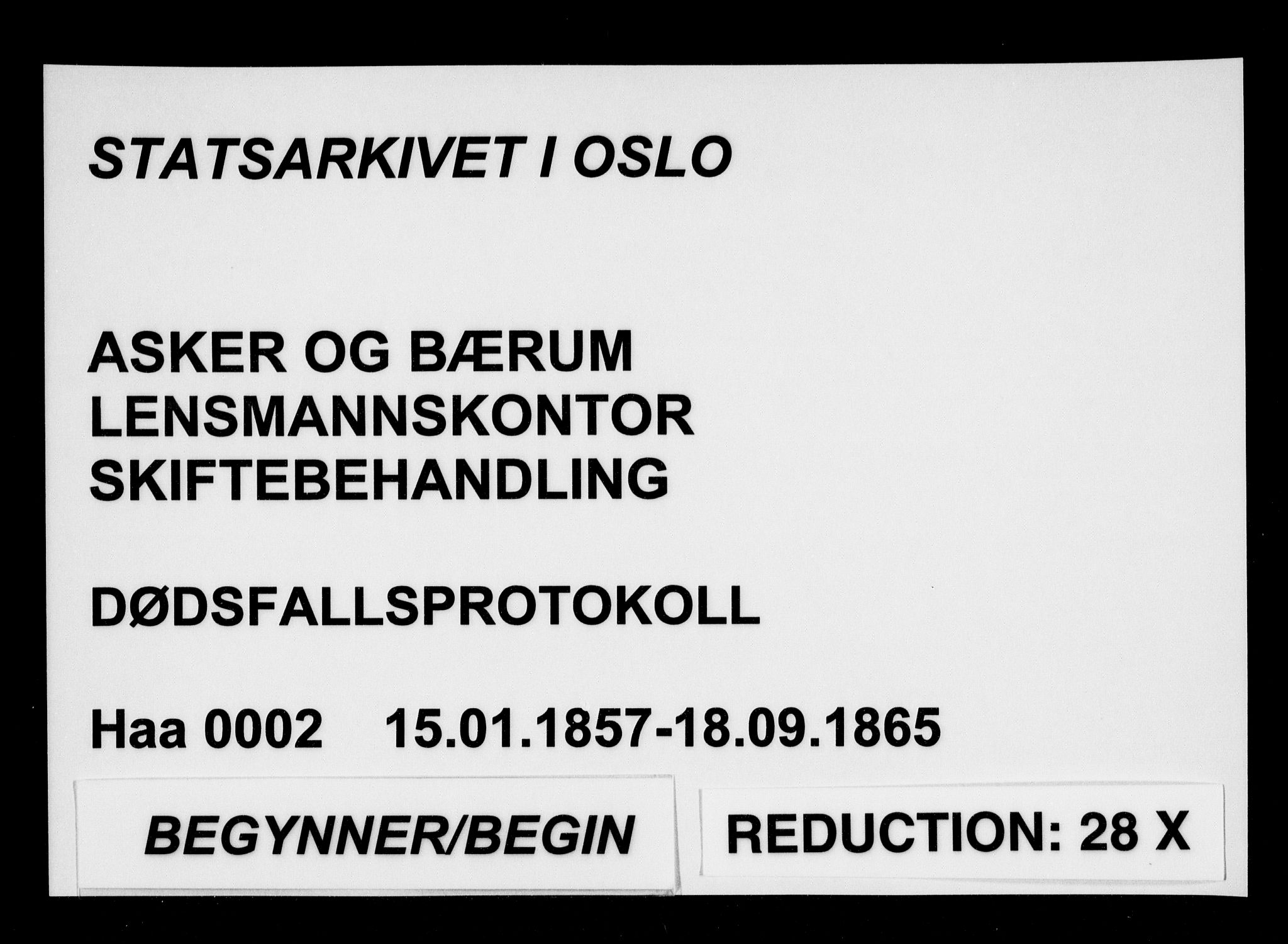 Asker og Bærum lensmannskontor, SAO/A-10643/H/Ha/Haa/L0002: Dødsanmeldelsesprotokoll, 1857-1865