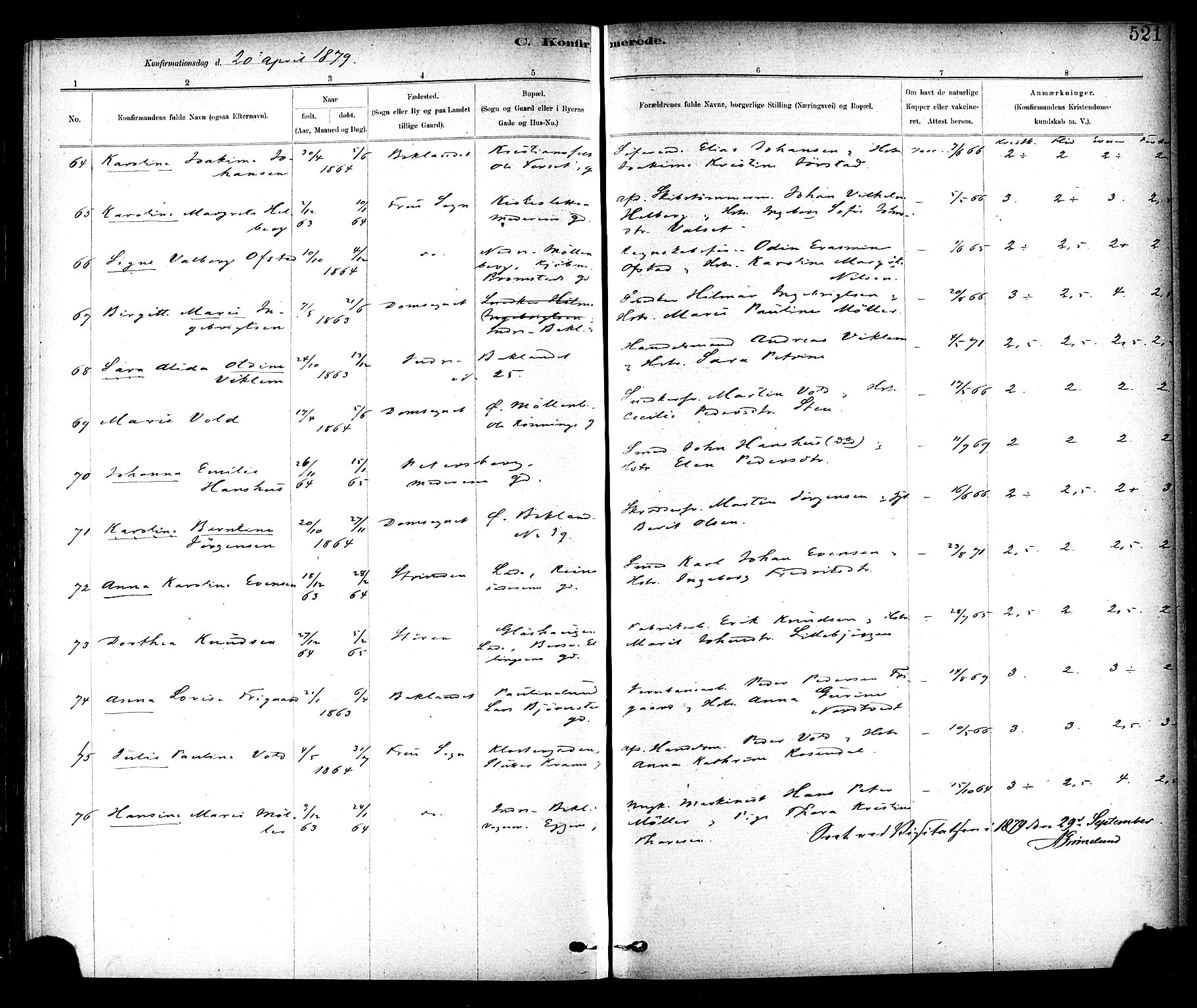 Ministerialprotokoller, klokkerbøker og fødselsregistre - Sør-Trøndelag, AV/SAT-A-1456/604/L0188: Parish register (official) no. 604A09, 1878-1892, p. 521