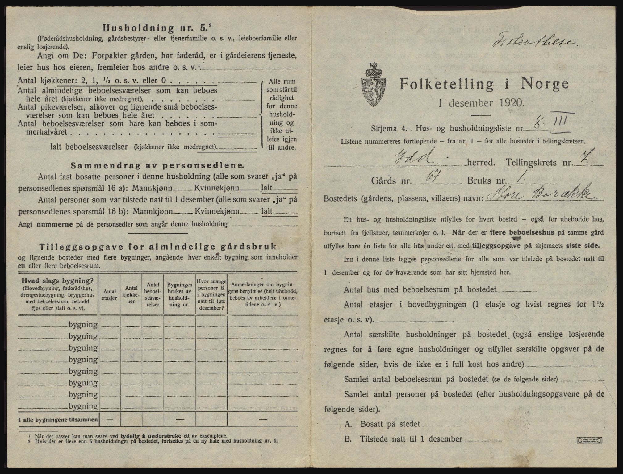 SAO, 1920 census for Idd, 1920, p. 1048