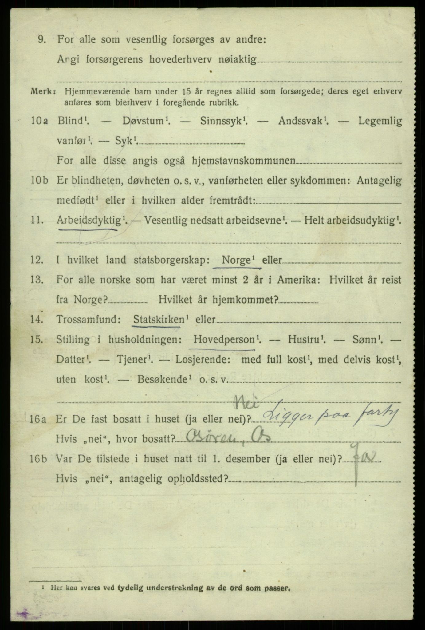 SAB, 1920 census for Os, 1920, p. 3665