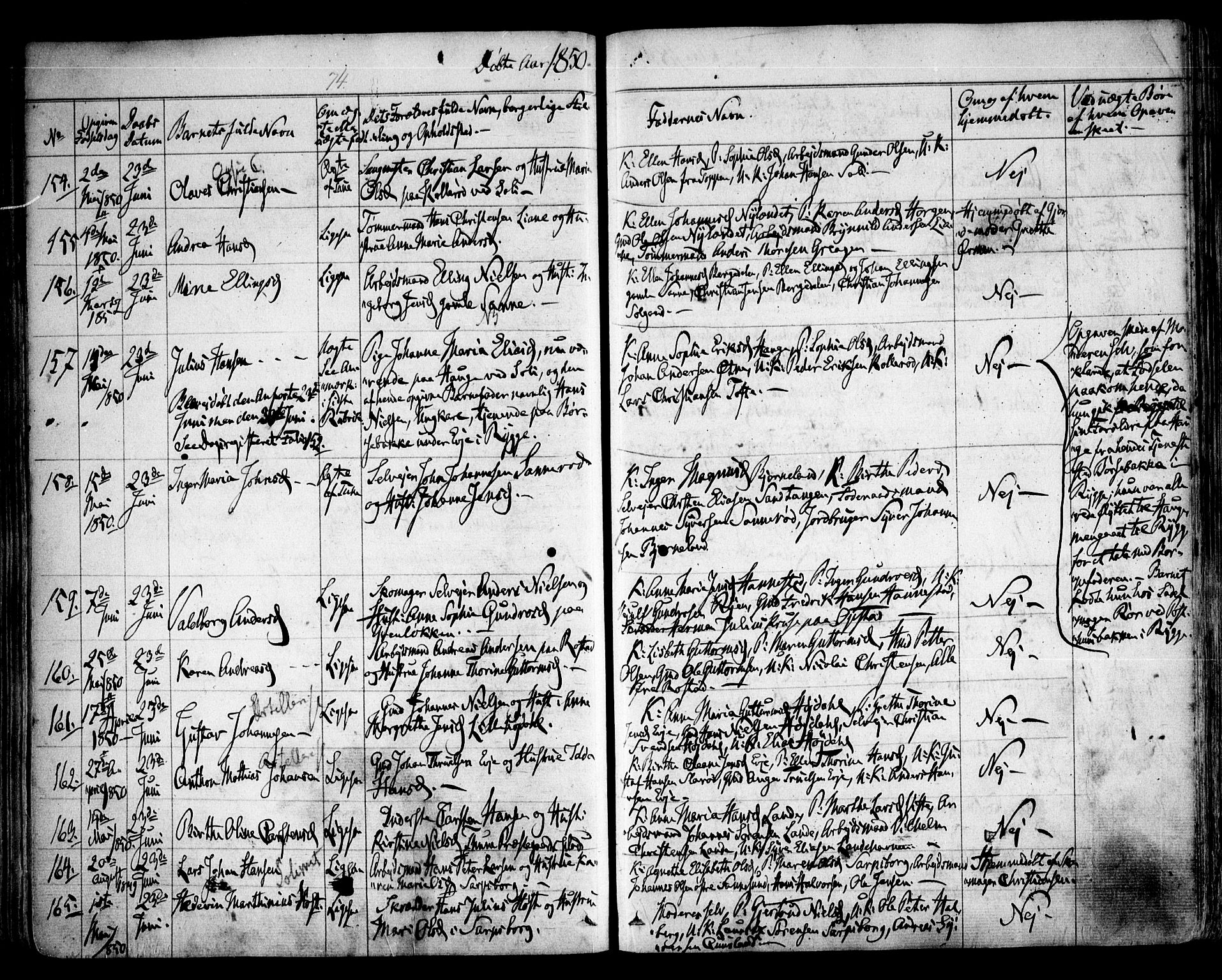 Tune prestekontor Kirkebøker, AV/SAO-A-2007/F/Fa/L0010a: Parish register (official) no. 10A, 1847-1852, p. 74