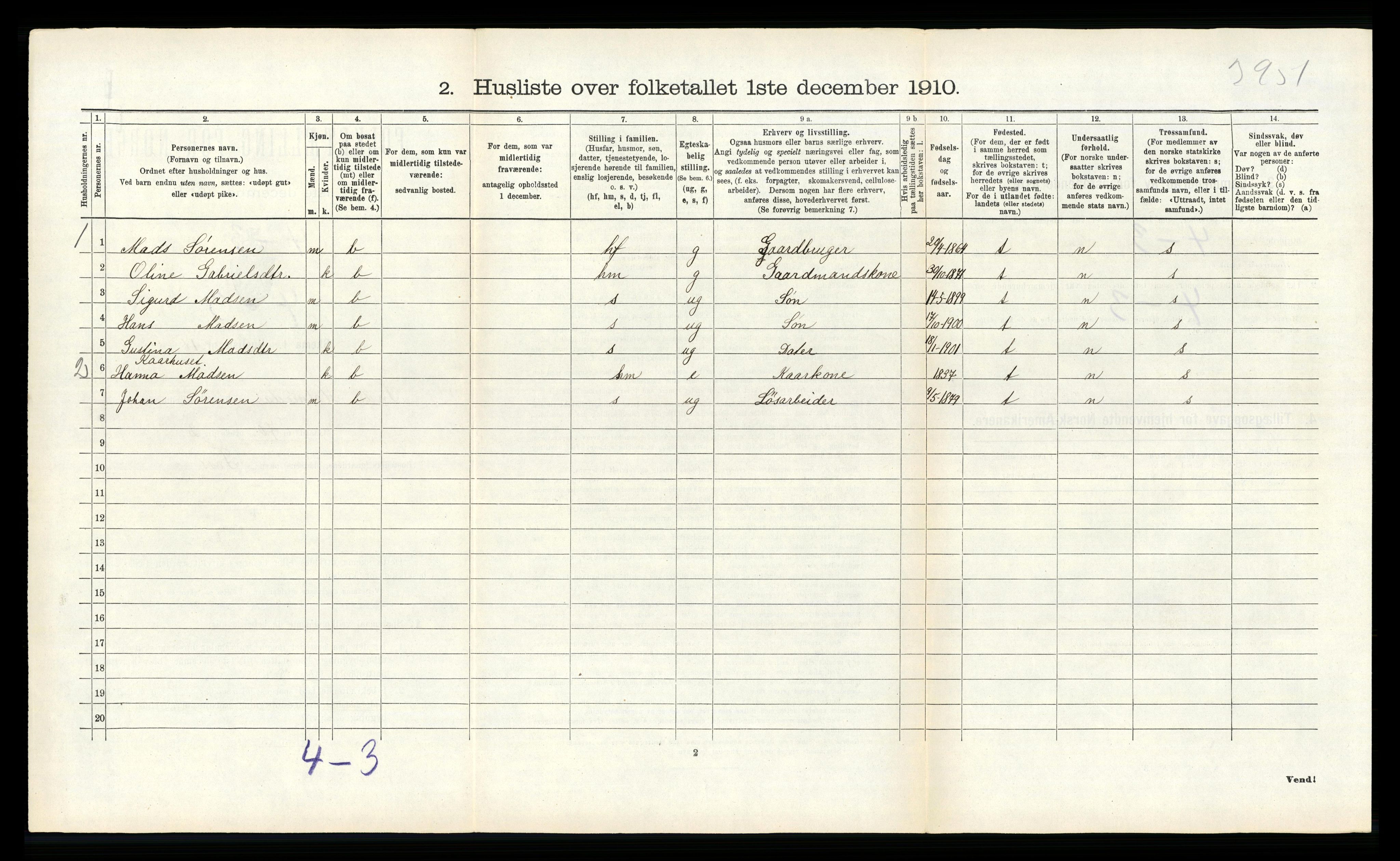 RA, 1910 census for Indre Holmedal, 1910, p. 535